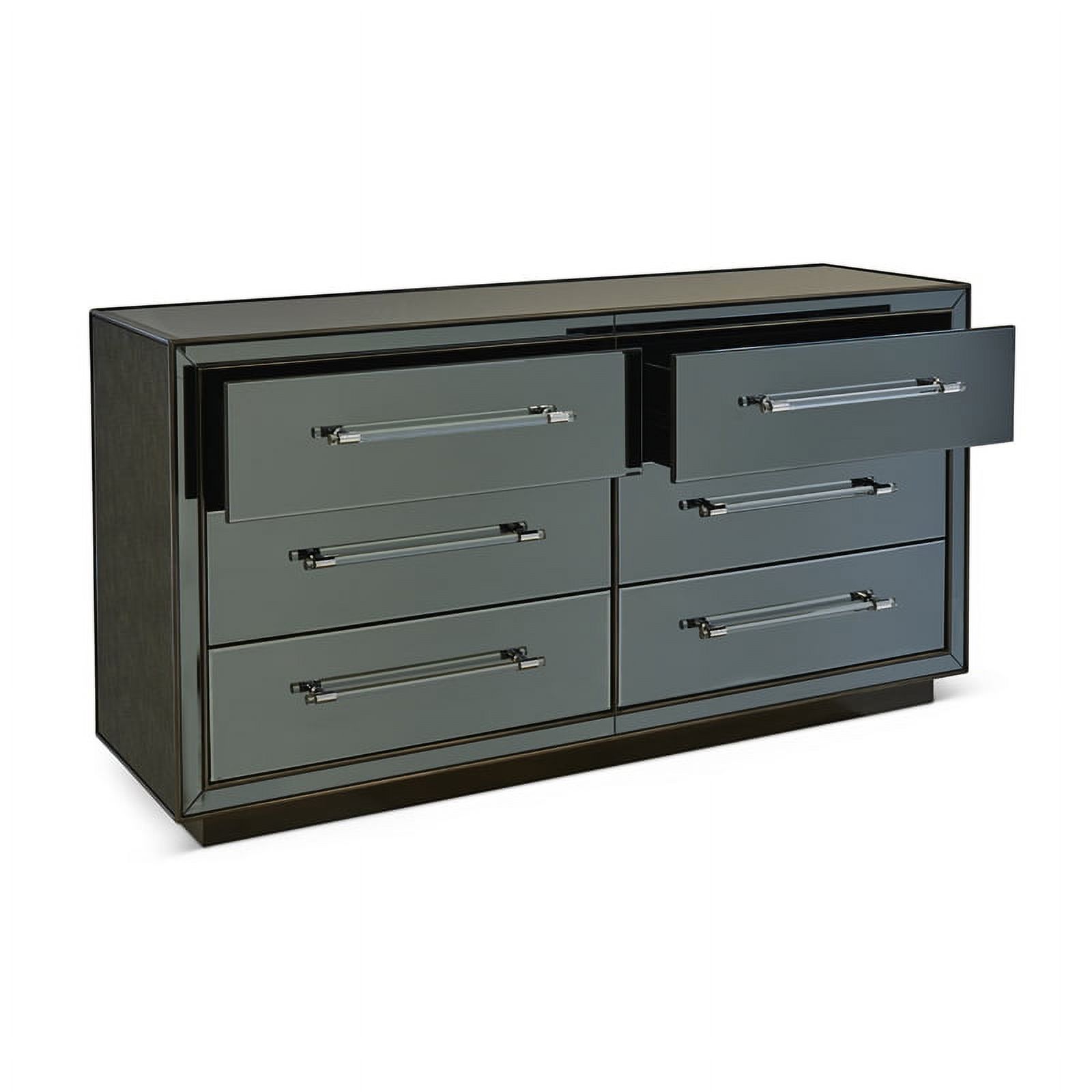Maklaine Modern / Contemporary Gray Wood Dresser with Mirror Glass