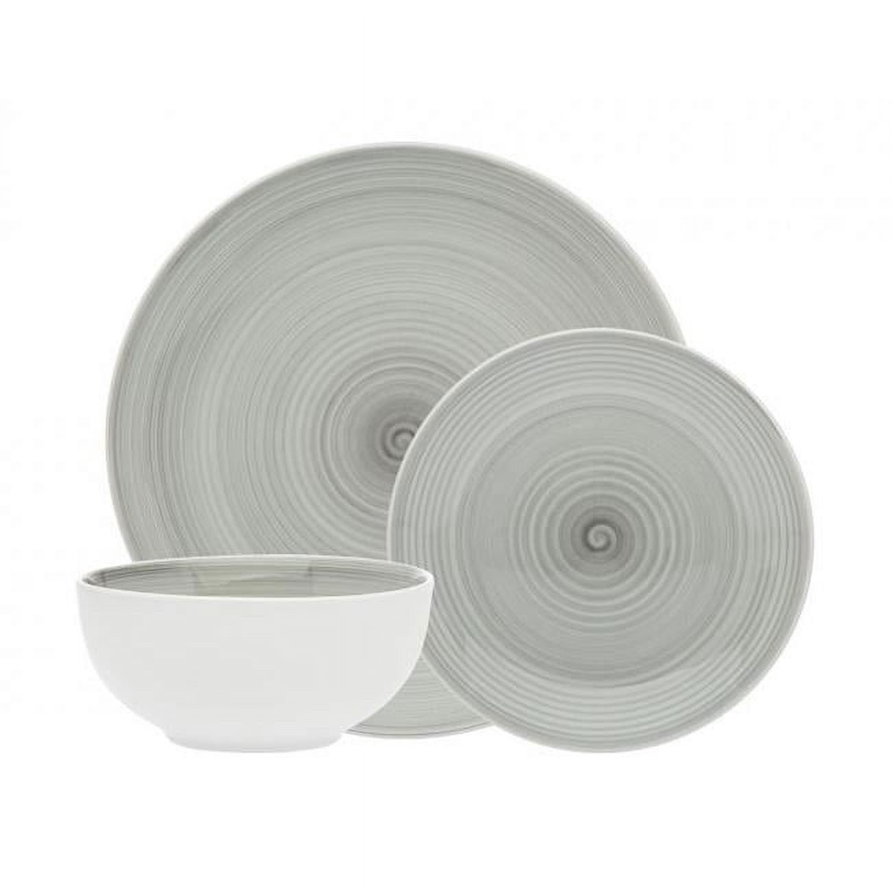 Spiral Porcelain Dinnerware Set, Grey - 12 Piece