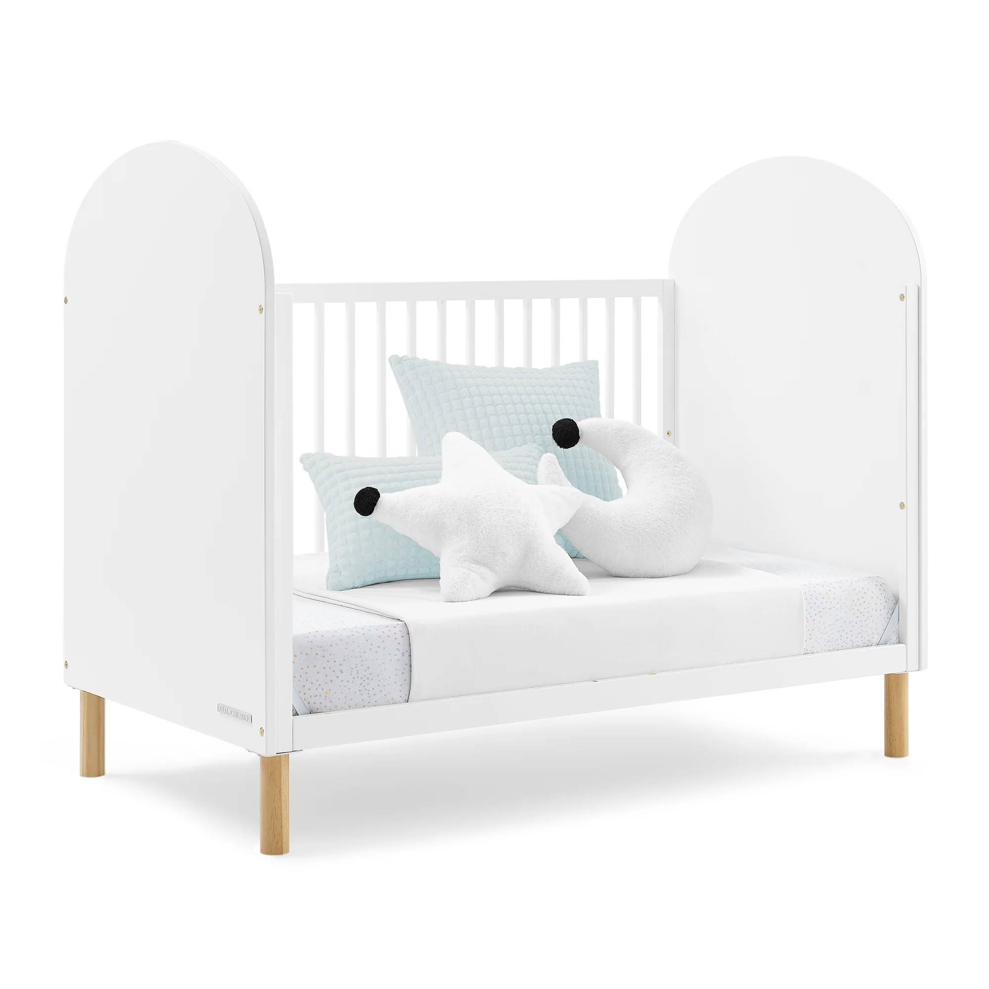 Delta Children Reese 4-in-1 Convertible Crib - Greenguard Gold Certified, Bianca White/Natural