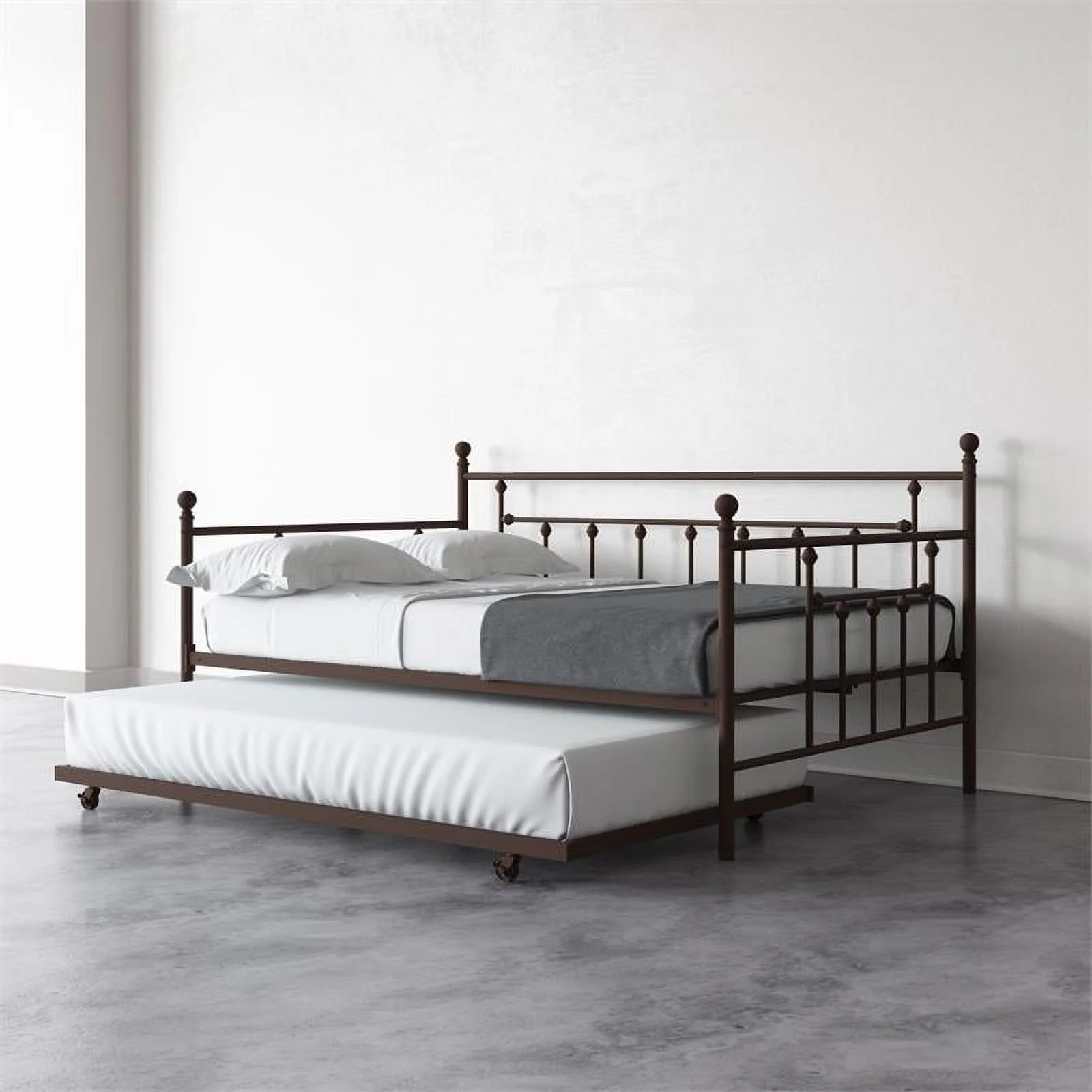 Pemberly Row Victorian Design Modern Metal Daybed and Trundle in Bronze