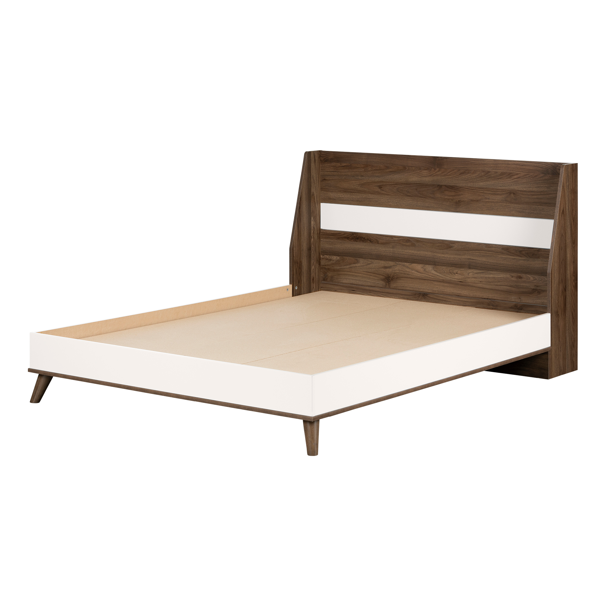 South Shore Yodi Full Complete Bed, Natural Walnut and White