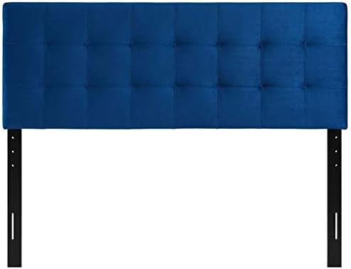 Modern Fabric Blue Biscuit Tufted Velvet Queen Headboard