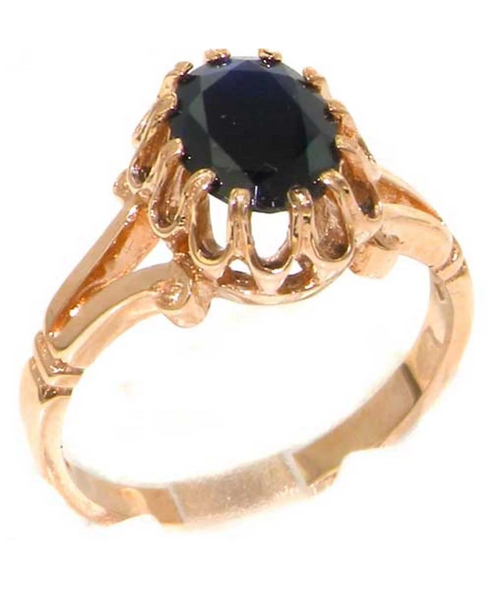 LBG British Made Solid 9k Rose Gold Natural Sapphire Womens Engagement Ring - 33 size options - Size 10.25