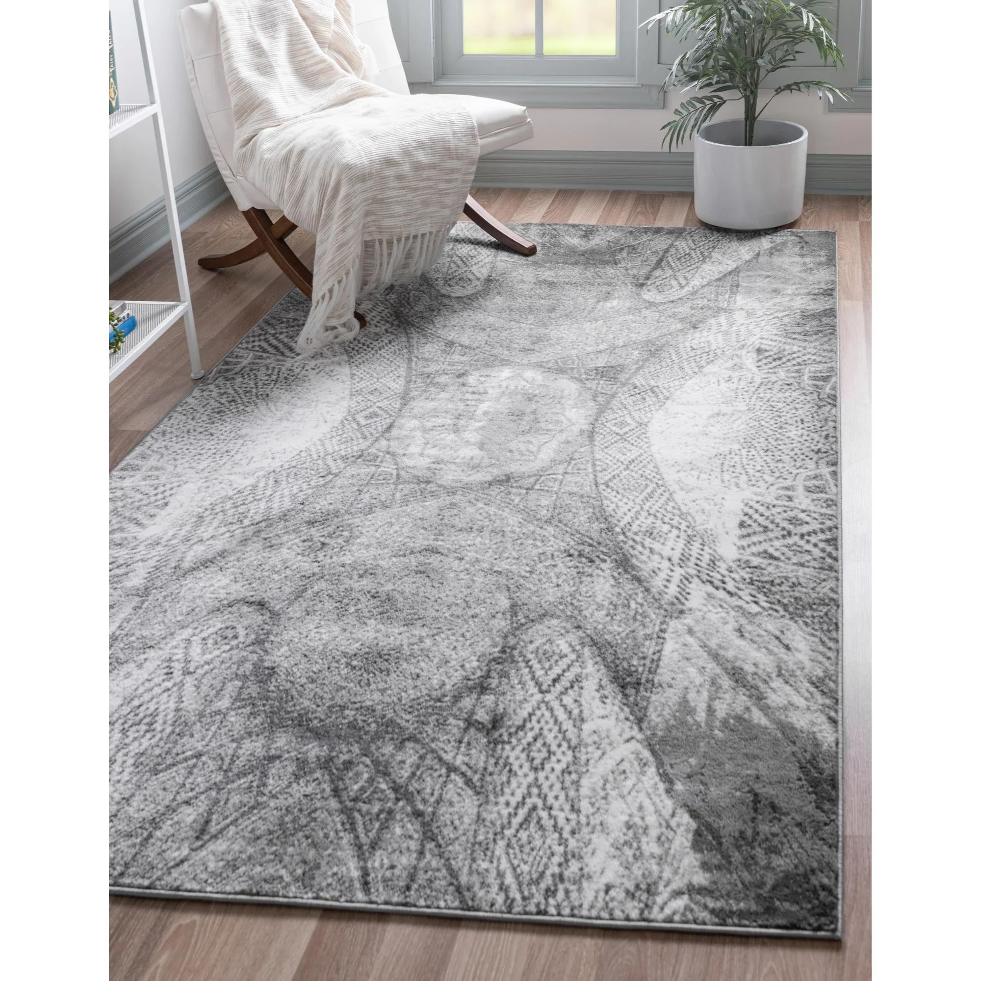 Unique Loom Albert Sofia Rug Dark Gray/Gray 9' x 12' Rectangle Geometric Bohemian Perfect For Living Room Bed Room Dining Room Office