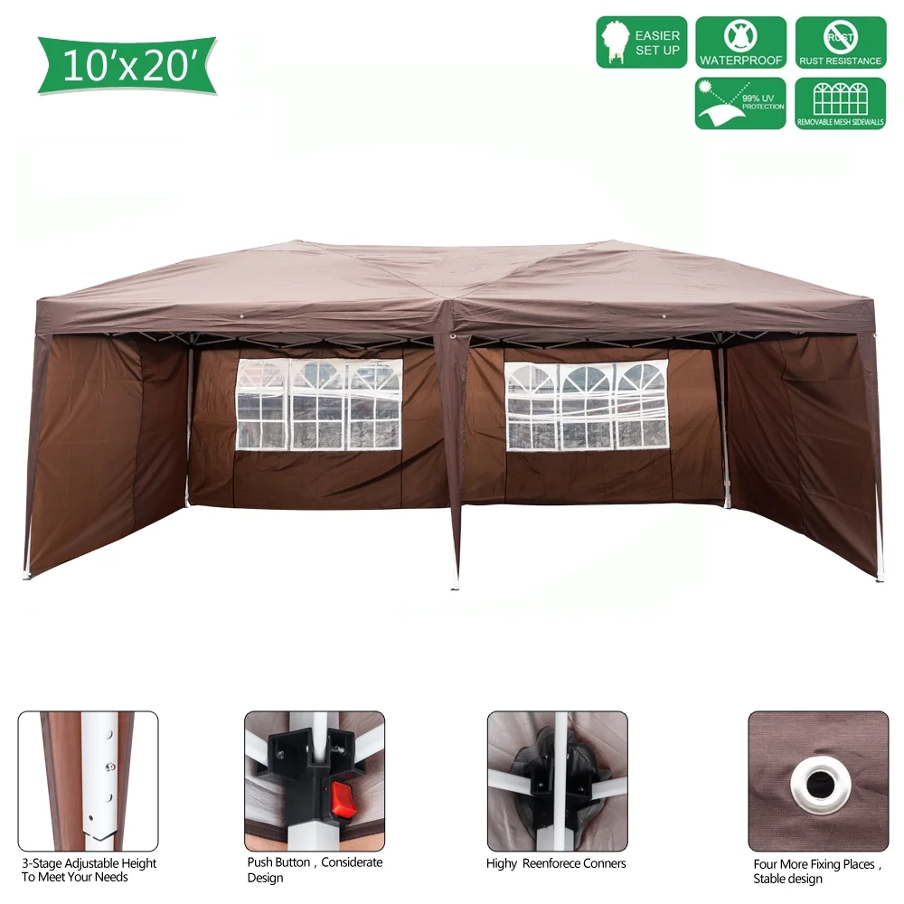 Kmowoo 3x6m Two Windows Practical Waterproof Folding Tent Dark Coffee Folding Tent