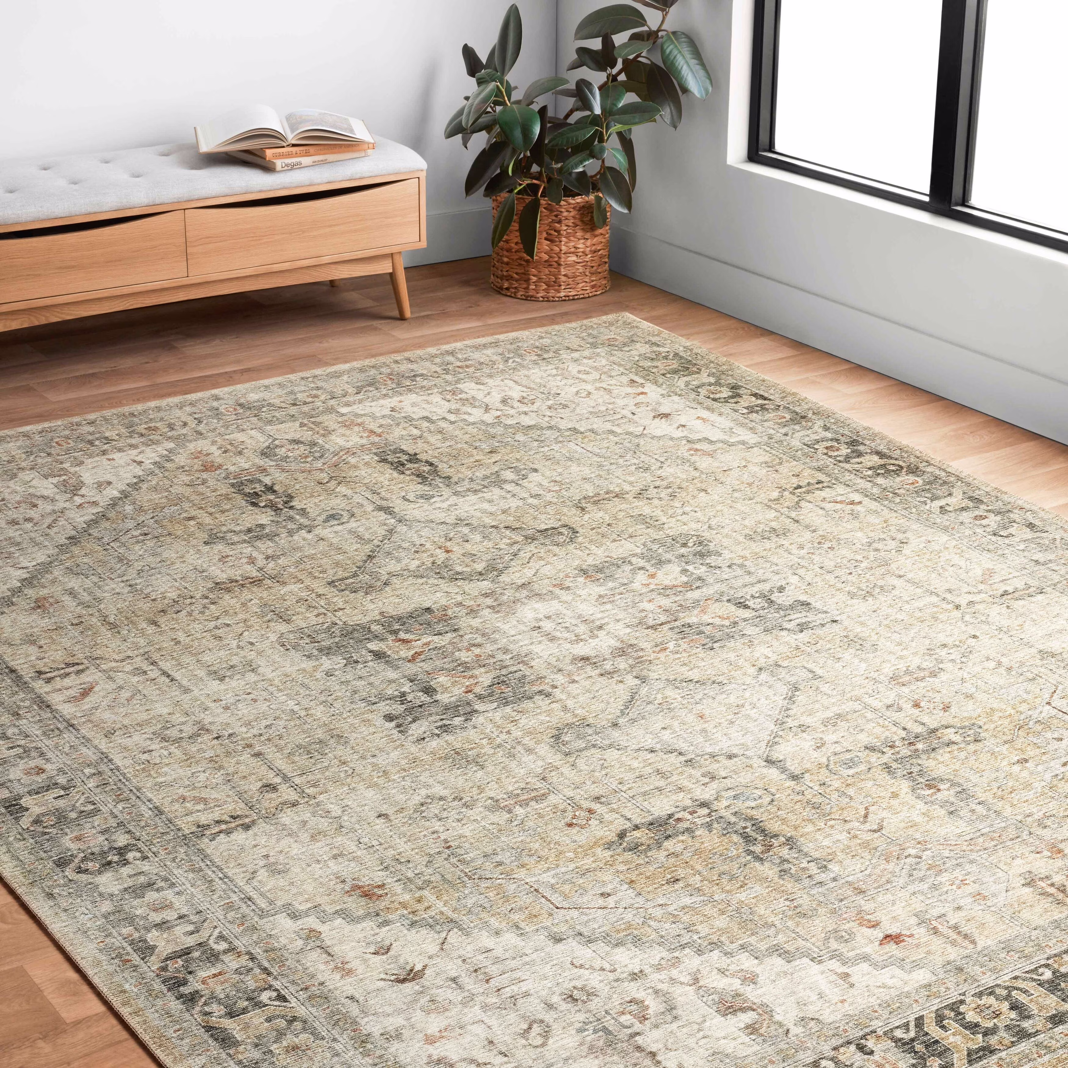 Alexander Home  Leanne Printed Persian Distressed Vintage Area Rug 3'-6