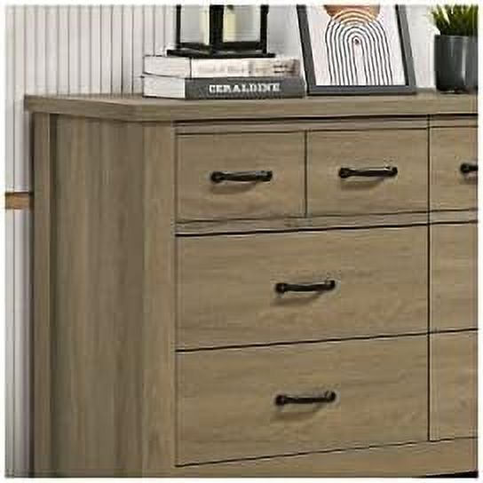 Finn Coffee Gray Oak Finish Dresser With 6 Drawers And Black Handles