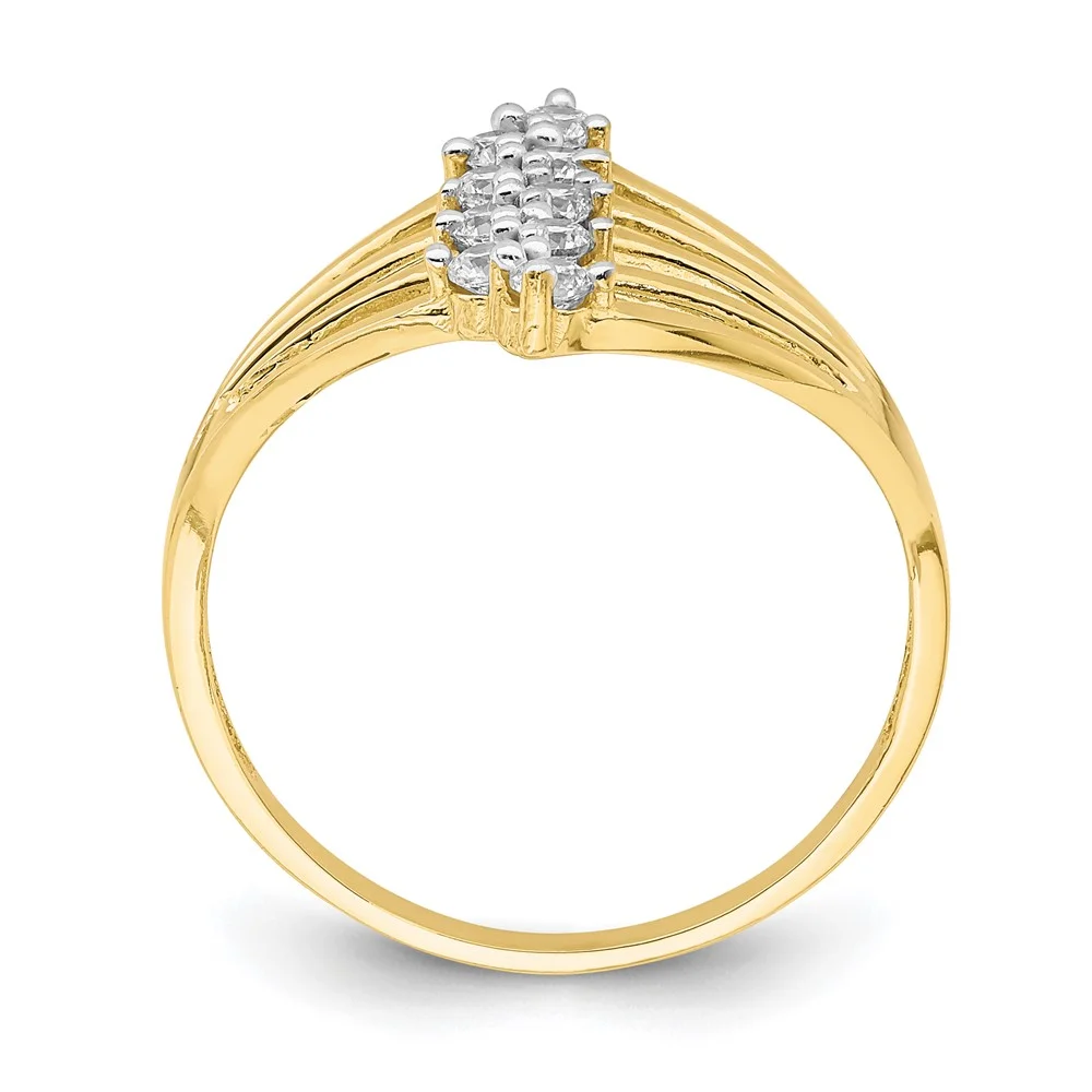 Primal Gold 10 Karat Yellow Gold Cubic Zirconia 9-Stone Ring