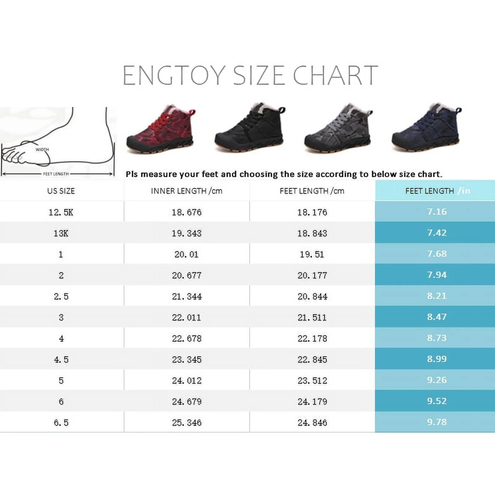 Engtoy Boys Snow Boots Winter Waterproof Slip Resistant Cold Weather Shoes Little Kid/Big Kid