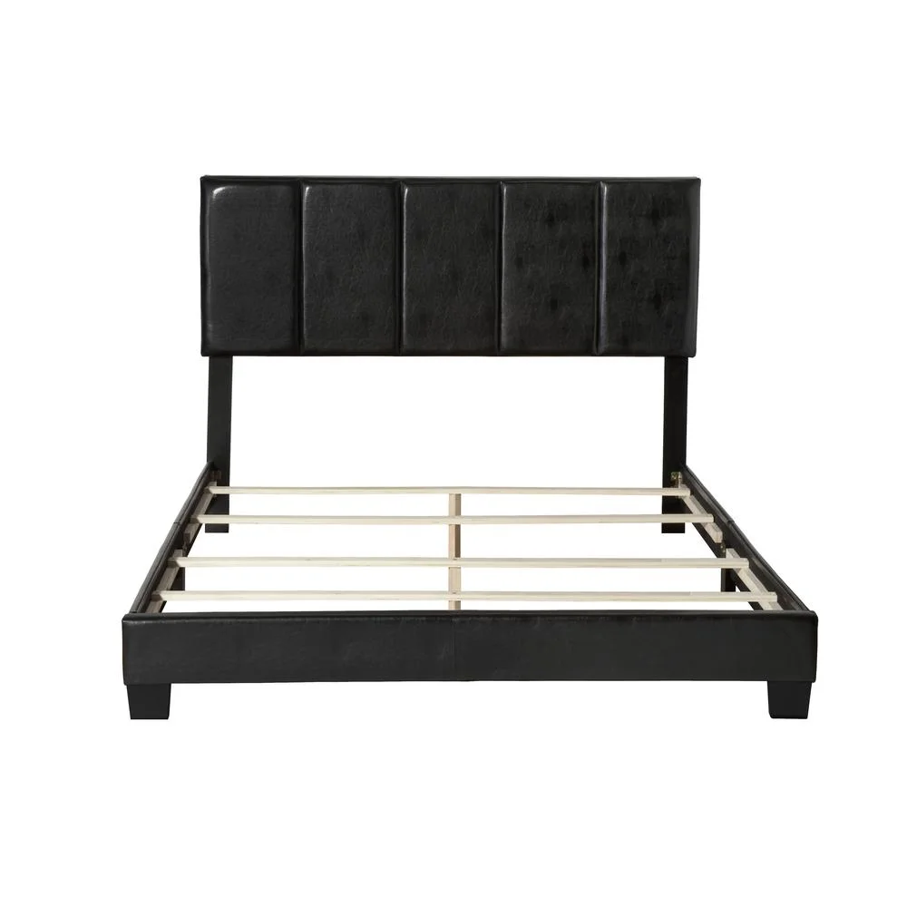 Bernards Harper Faux Leather Upholstered Queen Bed in Black