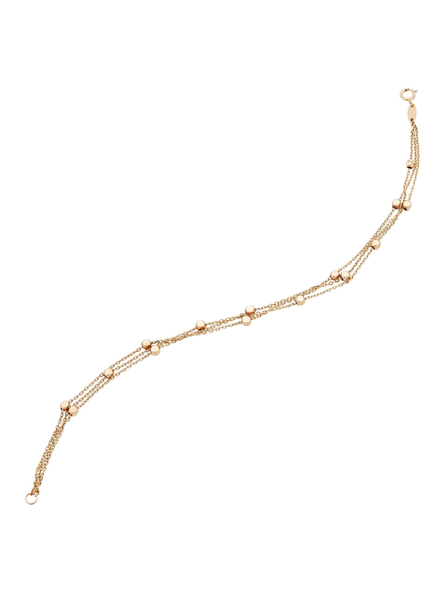 Women's Welry Triple Layer Bead Station Chain Bracelet in 14kt Yellow Gold, 7.75