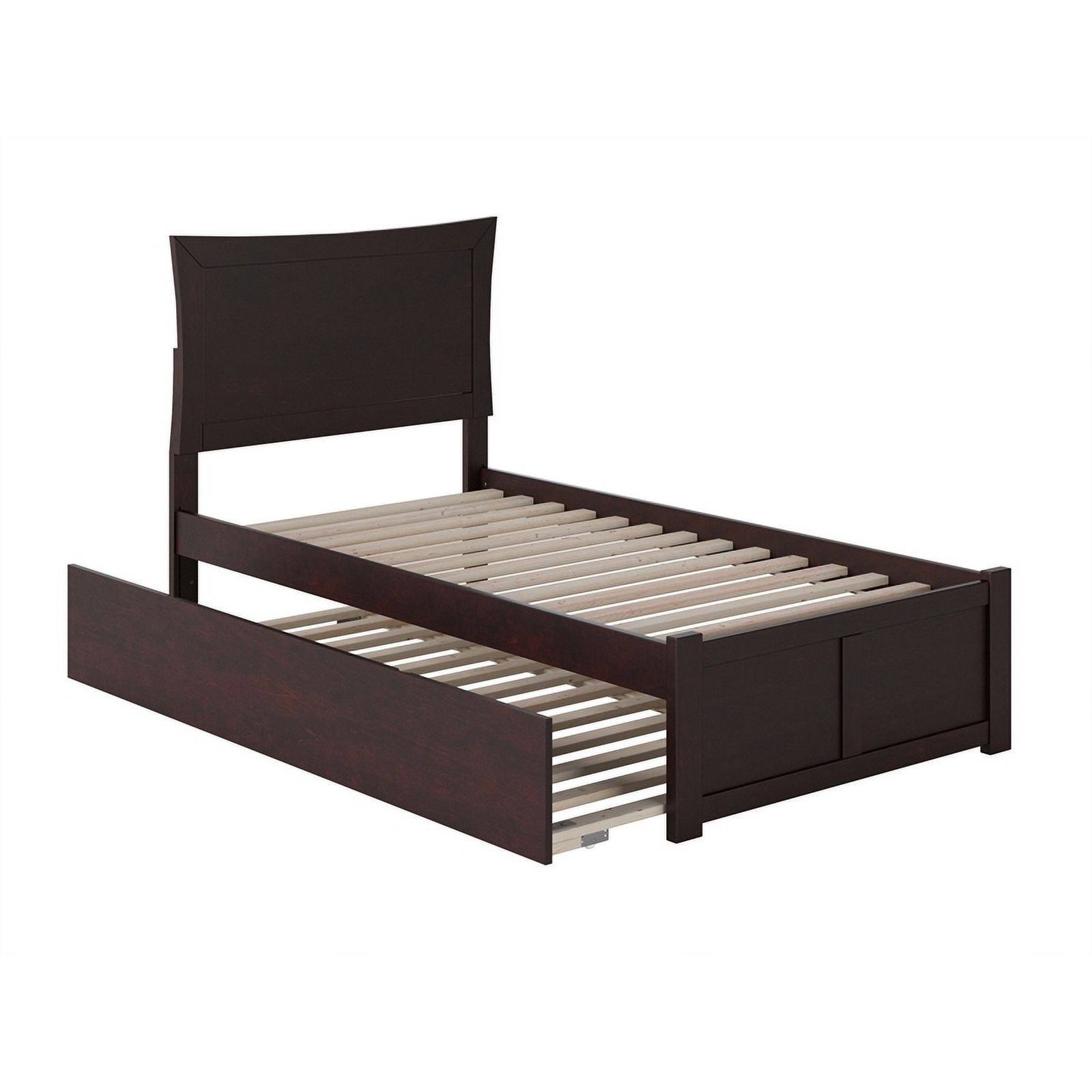 Leo & Lacey Transitional Solid Wood Twin Trundle Platform Bed in Espresso