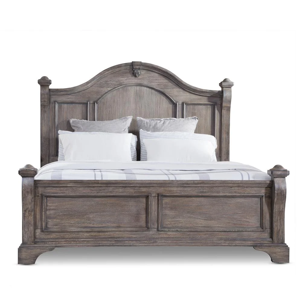 American Woodcrafters Heirloom Rustic Charcoal Wood Queen Poster Bed