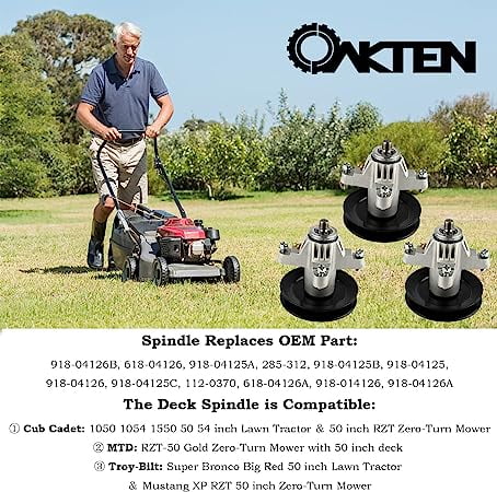 OakTen Spindle Assembly for MTD Cub Cadet Troy-Bilt Craftsman with 50 54 inch mower deck 618-04126