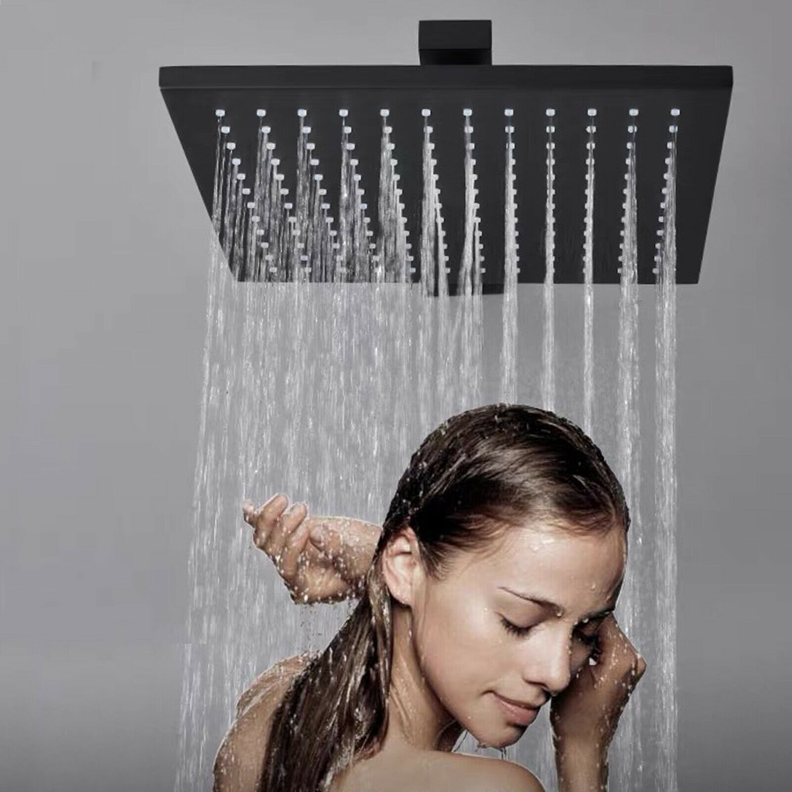 Zovajonia Shower System Matte Black 16 Inches LED Shower Faucet Set,   Rain Shower Head with Handheld Spray laundry jet system Bathroom Wall Mount Shower Fixtures