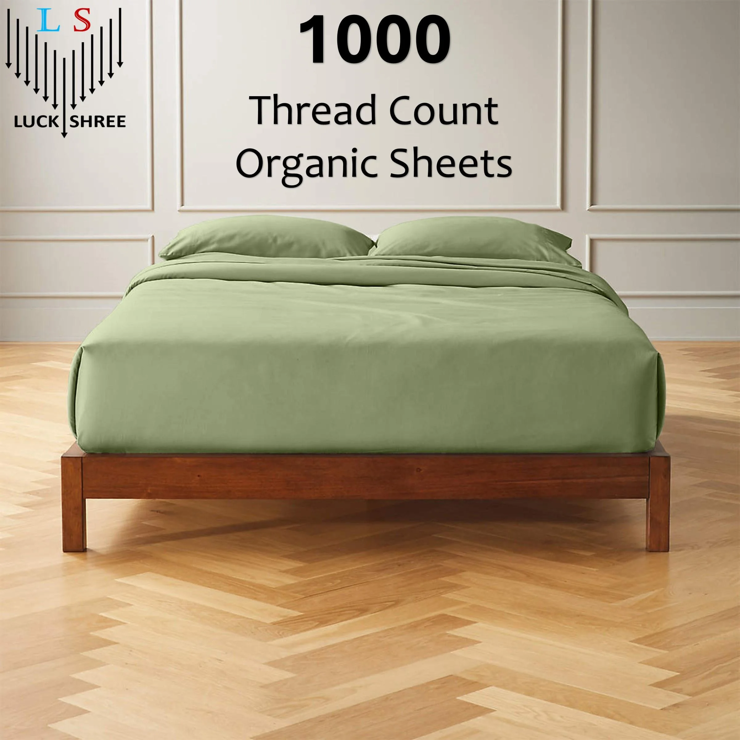 30-INCH EXTRA DEEP POCKETS - 100% Organic 1000-Thread-Count Long Staple Cotton - California King Size Organic Cotton Sheet Set- Sage