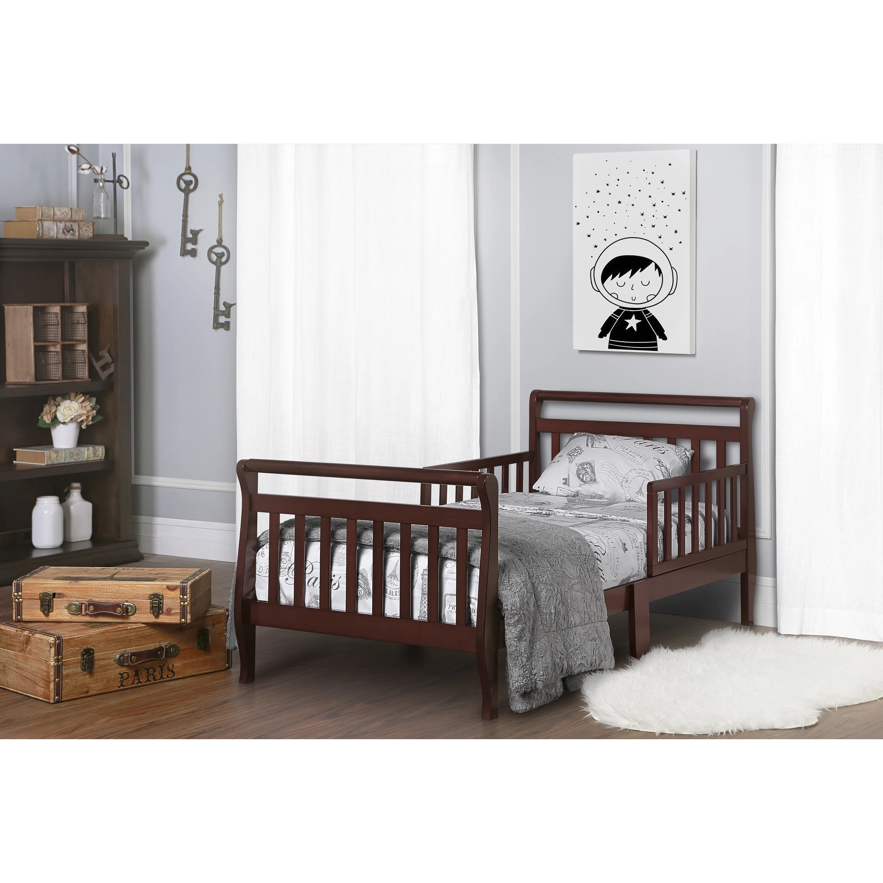 Dream On Me, Sleigh Toddler Bed, Cherry, Model #642-C