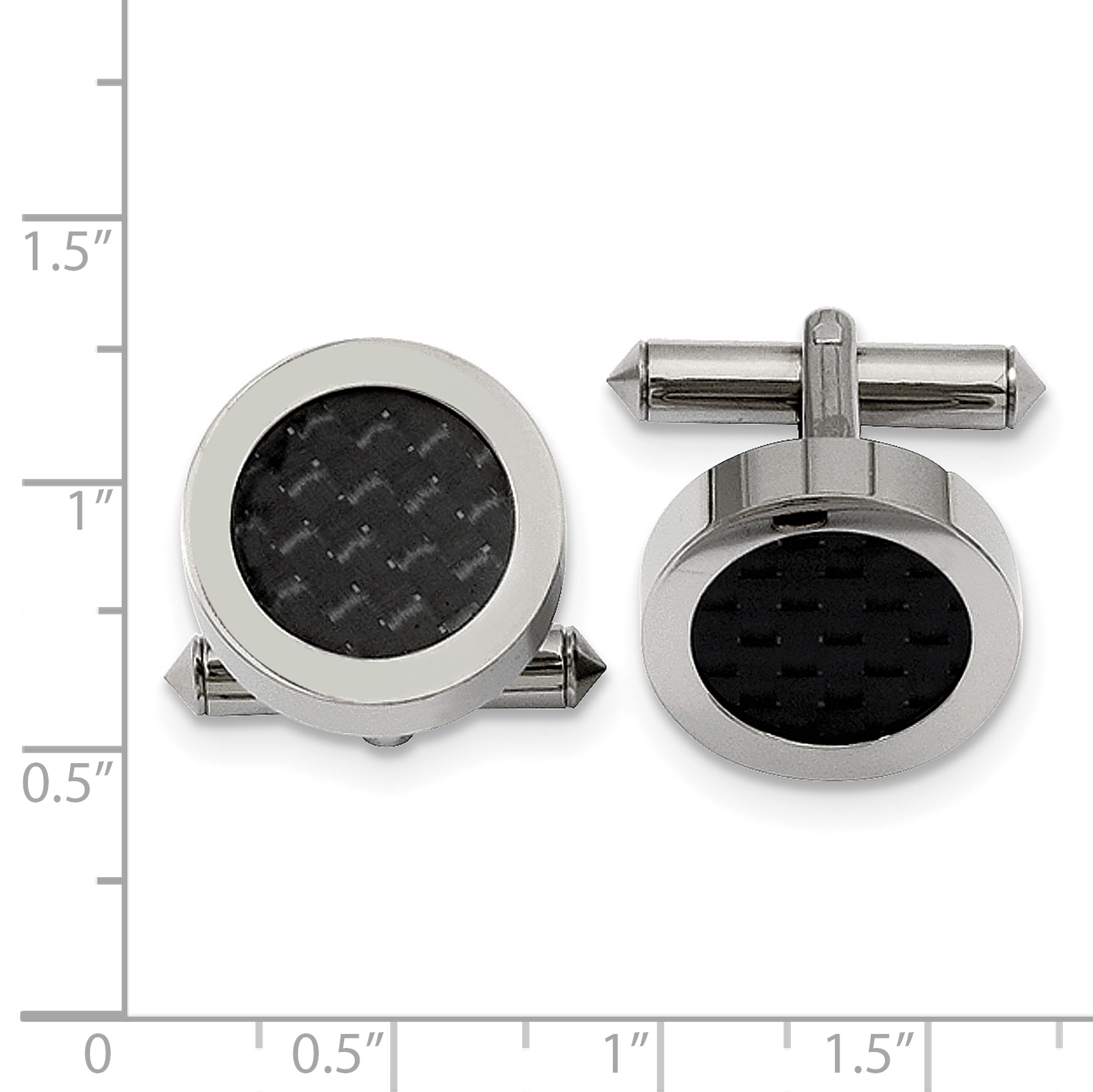Beautiful Titanium Polished w/Black Carbon Fiber Inlay Cuff Links