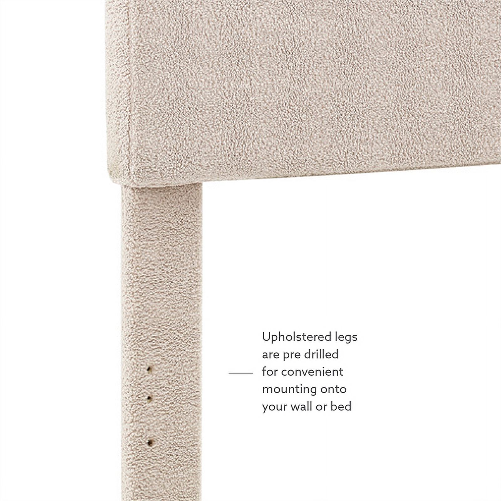 Linon Tristan Twin Sherpa Upholstered Rounded Headboard in Off White