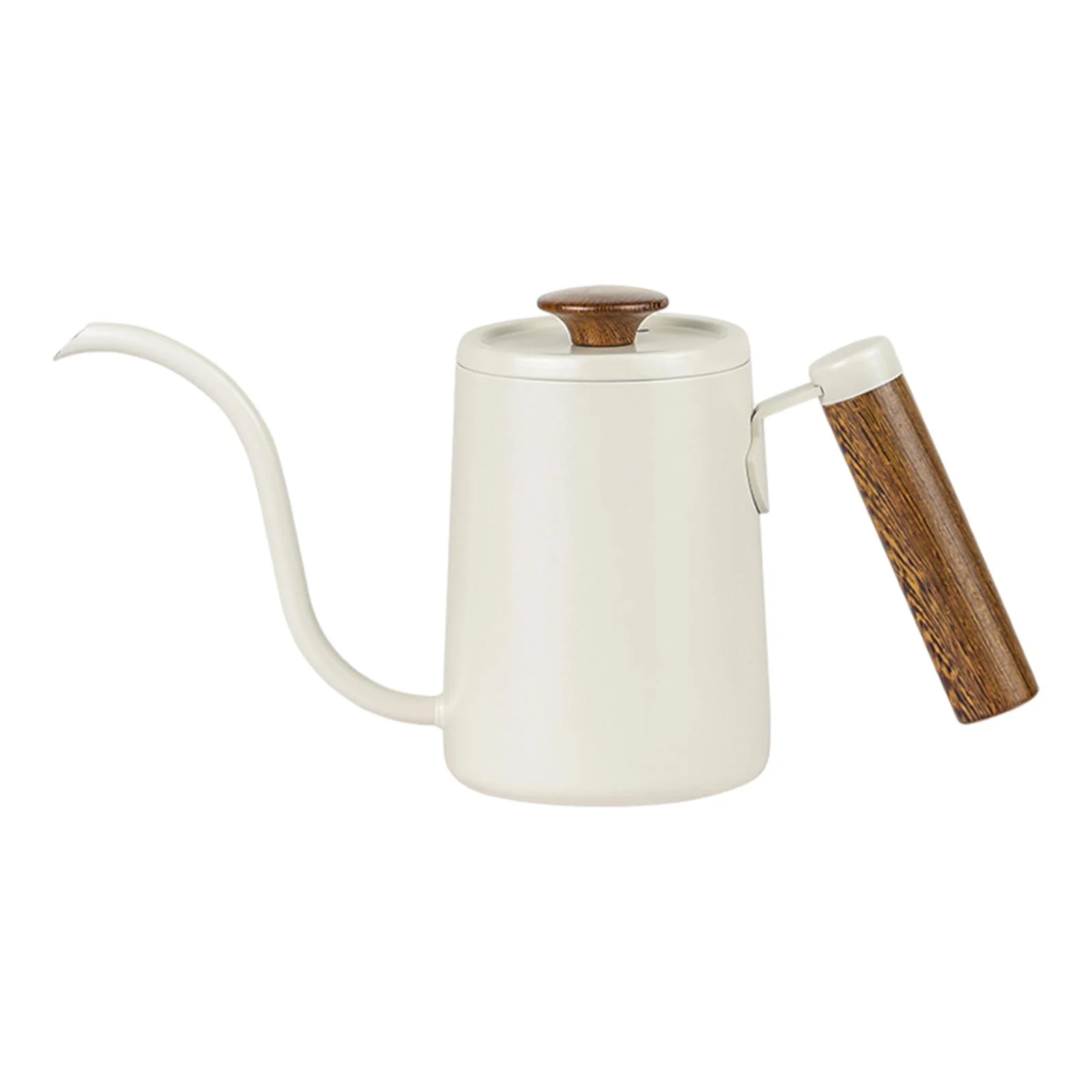 Drip Coffee Kettle, Long Gooseneck Coffee Tea Pot, Large 600ml, Ergonomic Wooden Handle, Precision Drip Pour over Kettle, Gooseneck Kettle Beige