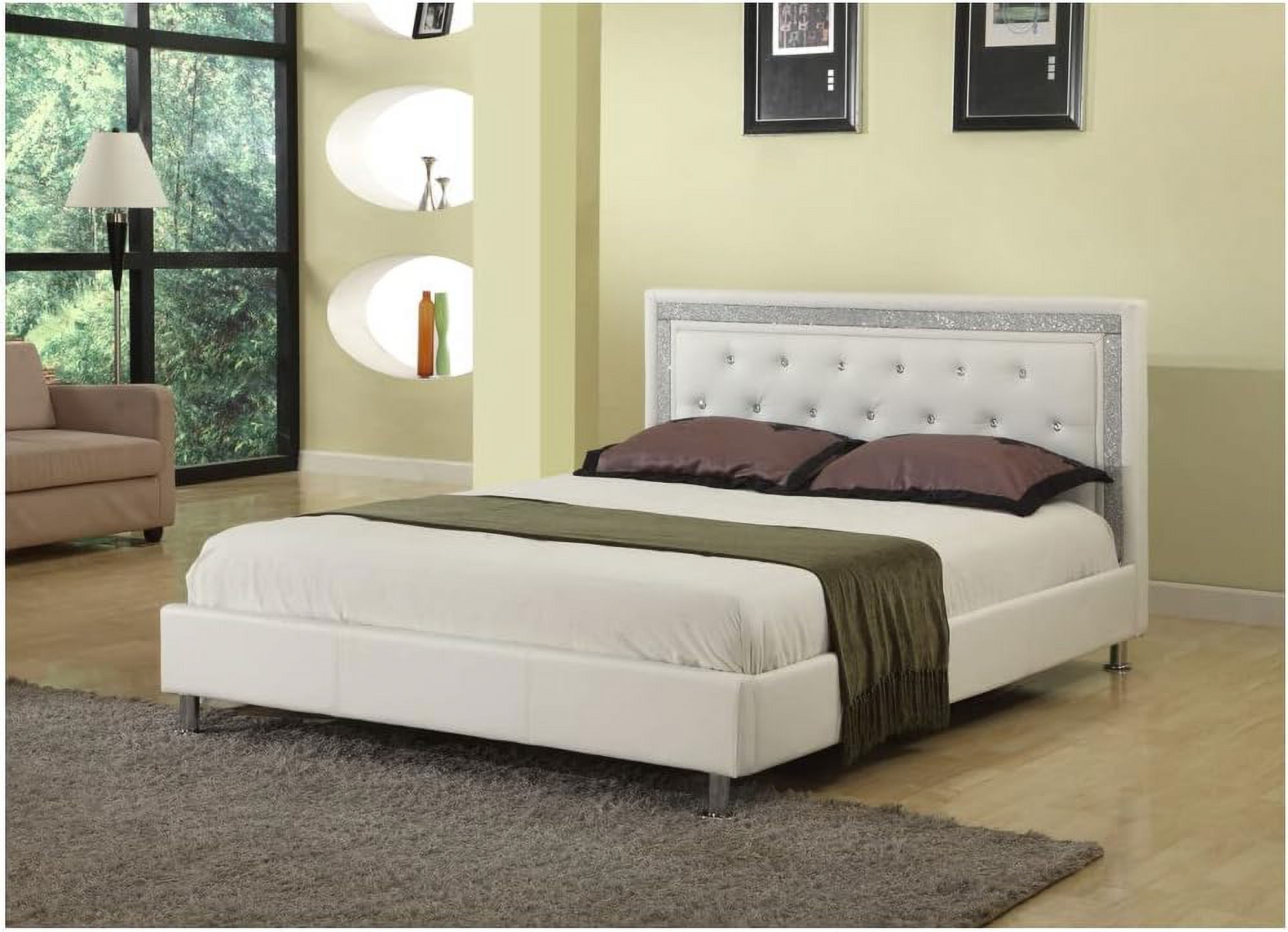 Bria Faux Leather Platform Bed, Queen, White