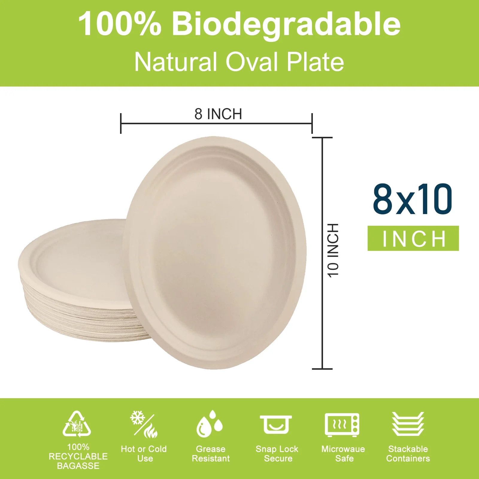 MIFAN Compostable Paper Plates, 10 inch, 30 Count, Eco Friendly Disposable Plates, Brown