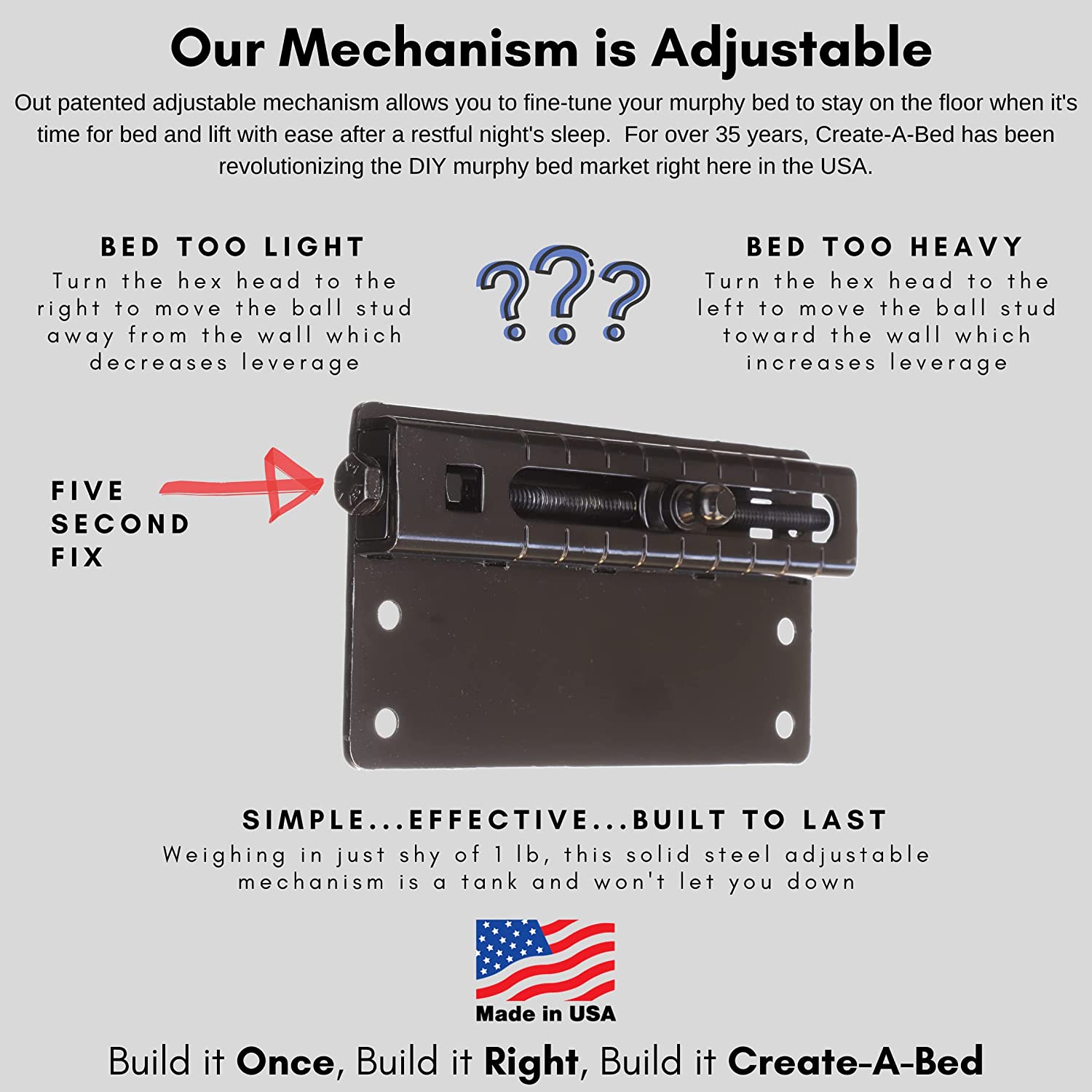 YINCHEN Adjustable Queen Size Deluxe Murphy Bed Kit, Horizontal