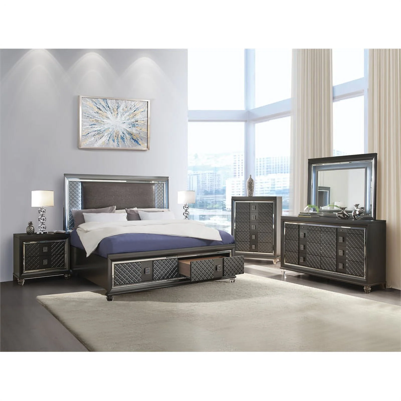 Bowery Hill 8 Drawer Dresser in Metallic Gray