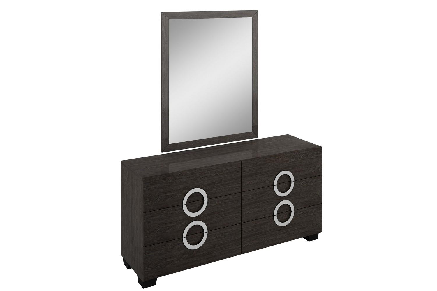 High Gloss Finish King Bedroom Set 5Pcs Global United Monte Carlo Gray