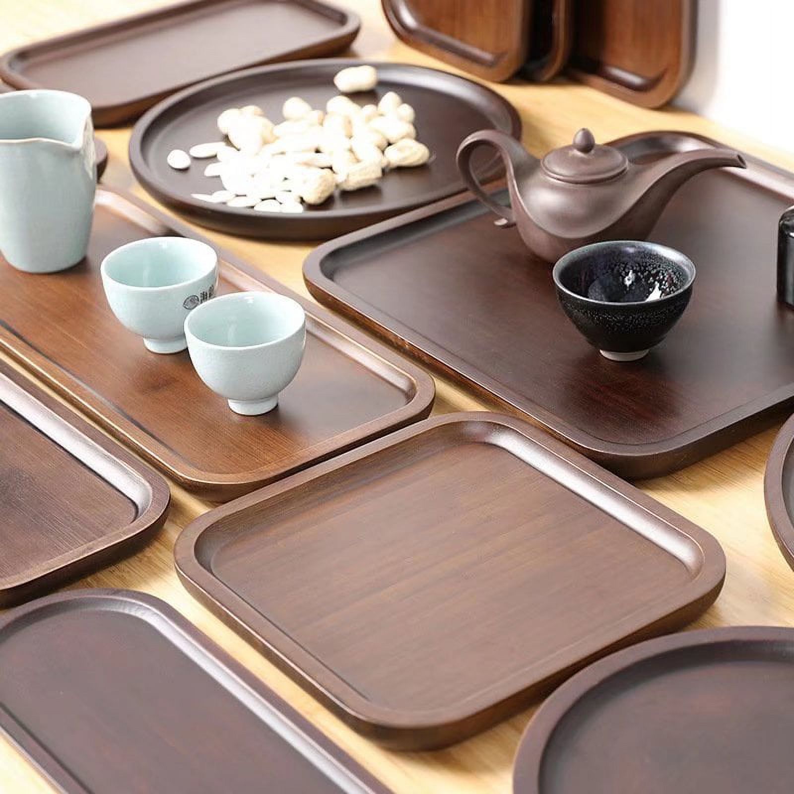 Wooden Plate Wooden Tray, Environmentally Friendly Rectangular for Breakfast, Parties, Weddings, Picnics 15.74 x 11.81 x 0.78 inch