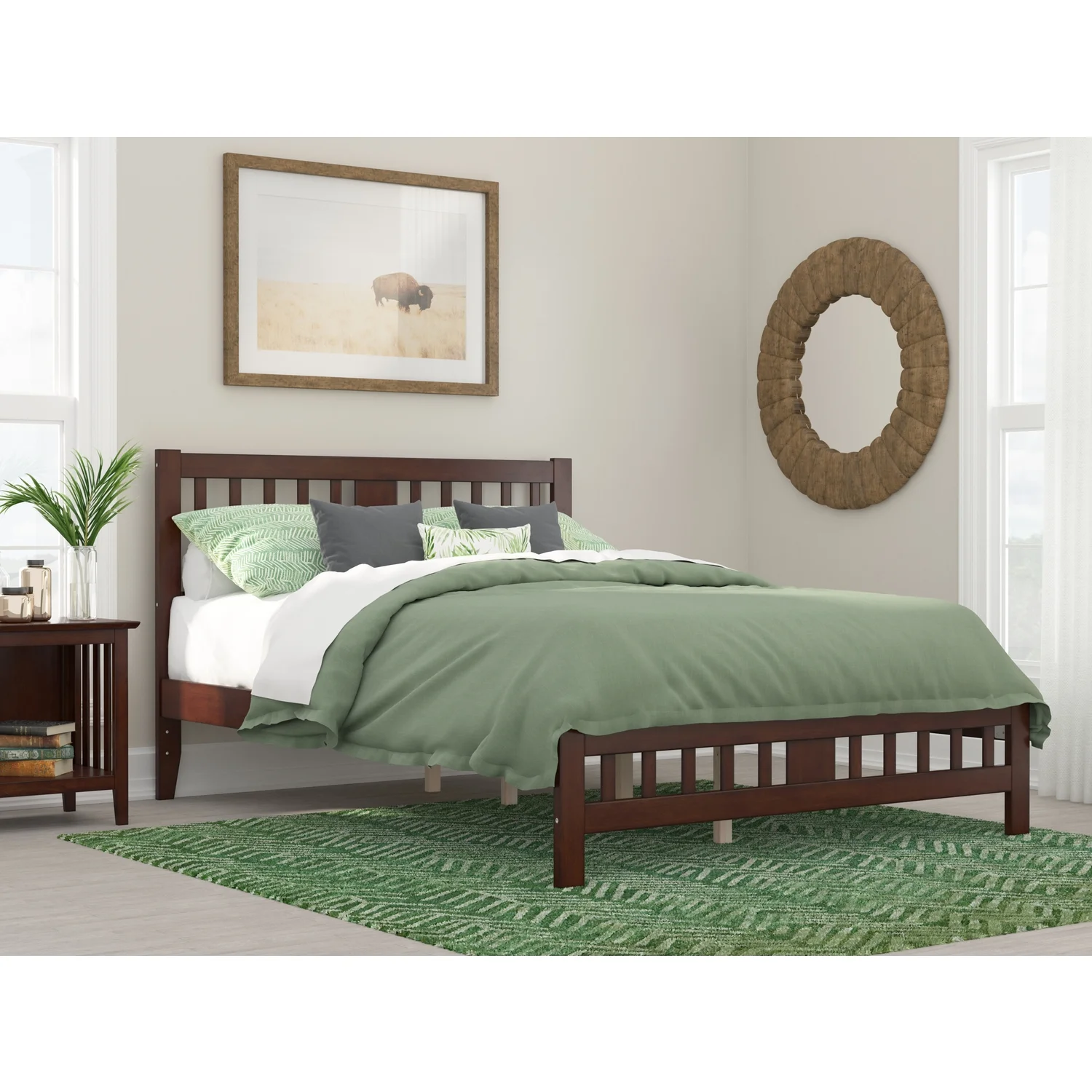AFI Tahoe Contemporary Wood Queen Bed with Footboard in Walnut