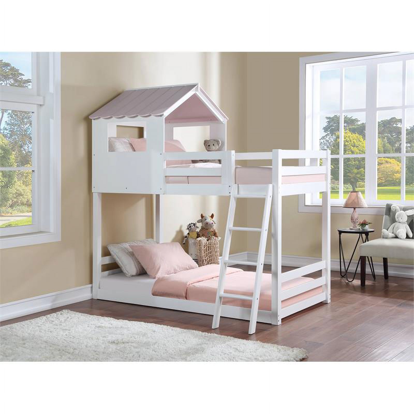 ACME Solenne T T Bunk Bed in White & Pink Finish