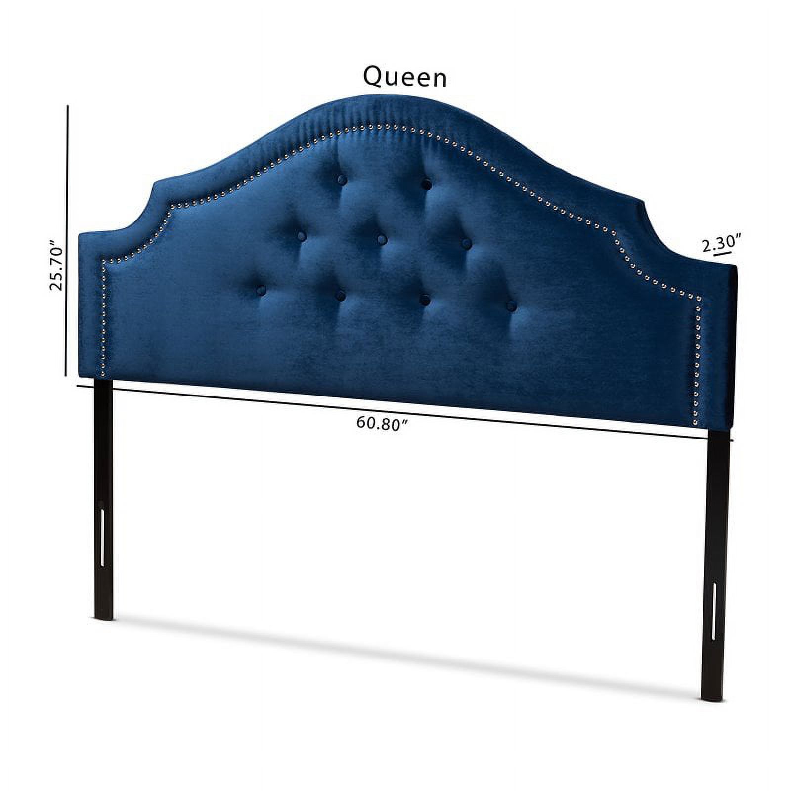 Bowery Hill Modern Velvet Tufted and Queen Headboard in Blue