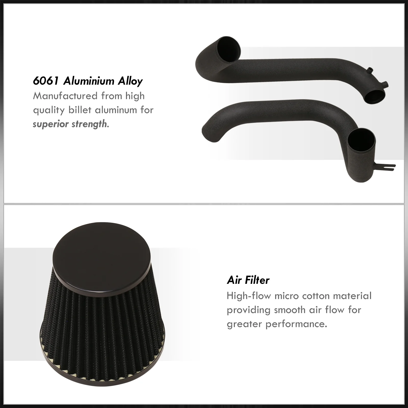 AJP Distributors Cold Air Intake CAI Induction System Black Aluminum Pipe + Filter Compatible/Replacement For Honda Civic DX LX 1.7L EM ES Manual Transmission 2001 2002 2003 2004 2005 01 02 03 04 05