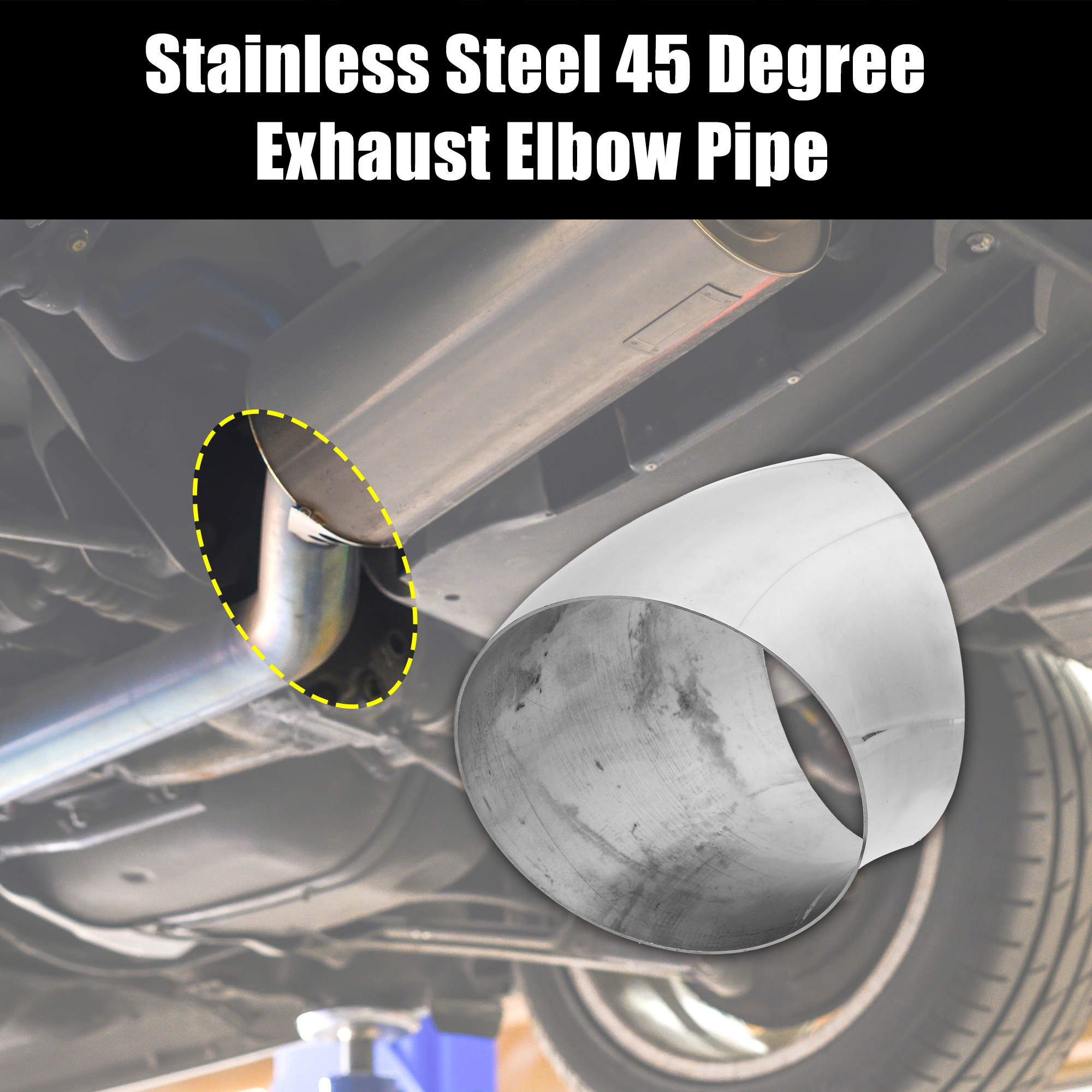 Unique Bargains 1 Pcs OD 6.25 Inch 45 Degree Mandrel Bend Elbow Exhaust Elbow Pipe for Car Stainless Steel Silver Tone