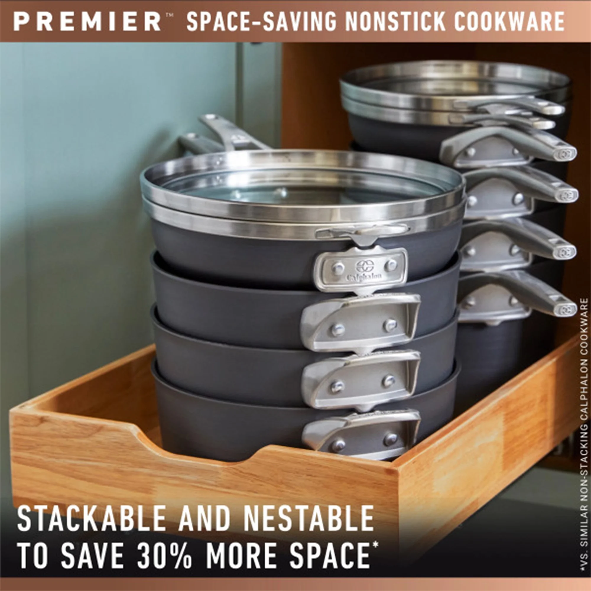 Calphalon Premier Space Saving 8 Piece Nonstick MineralShield Pot & Pan Set