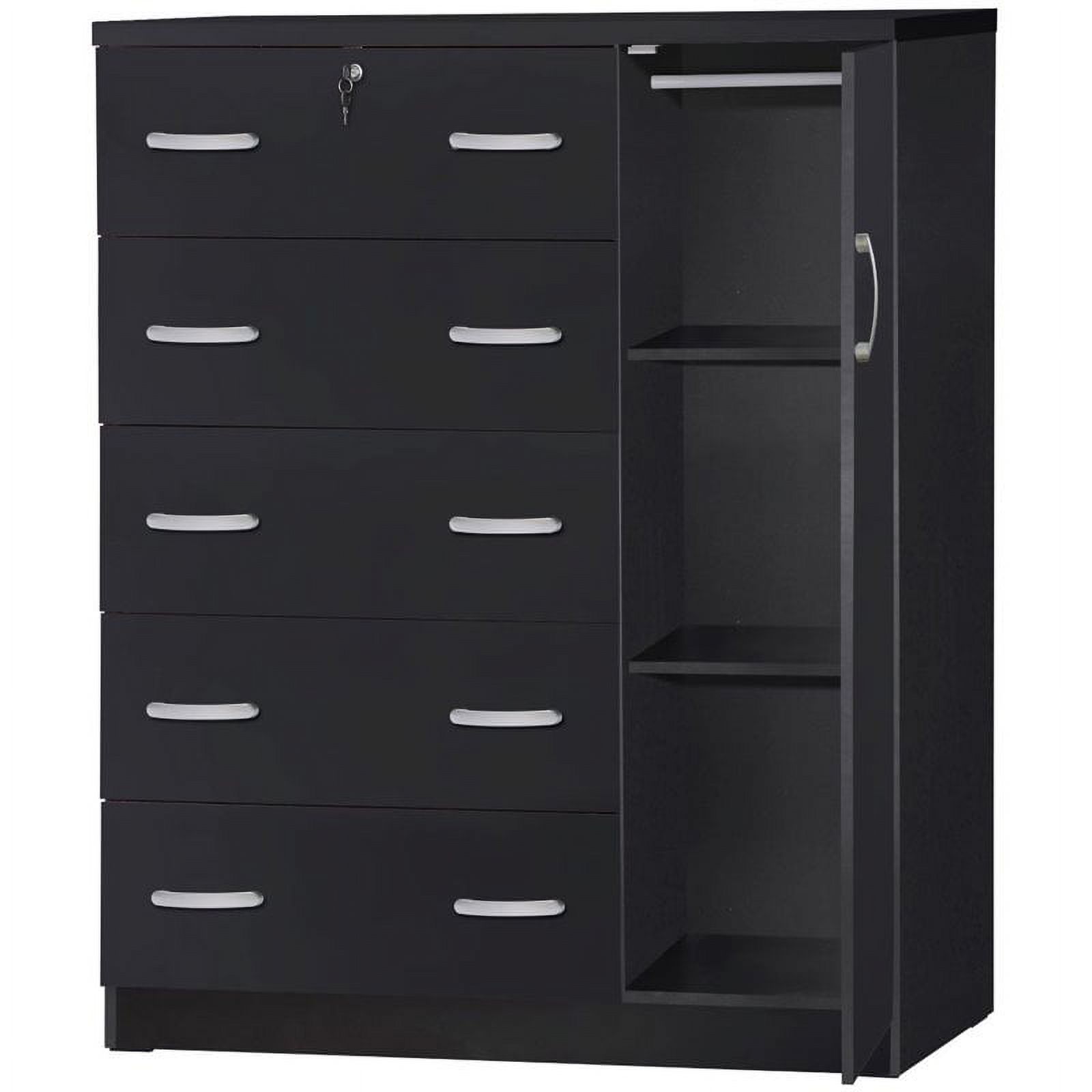 Home Square 2-Piece Set with Queen Captains Bed & 5-Drawer Tall Chest Wardrobe