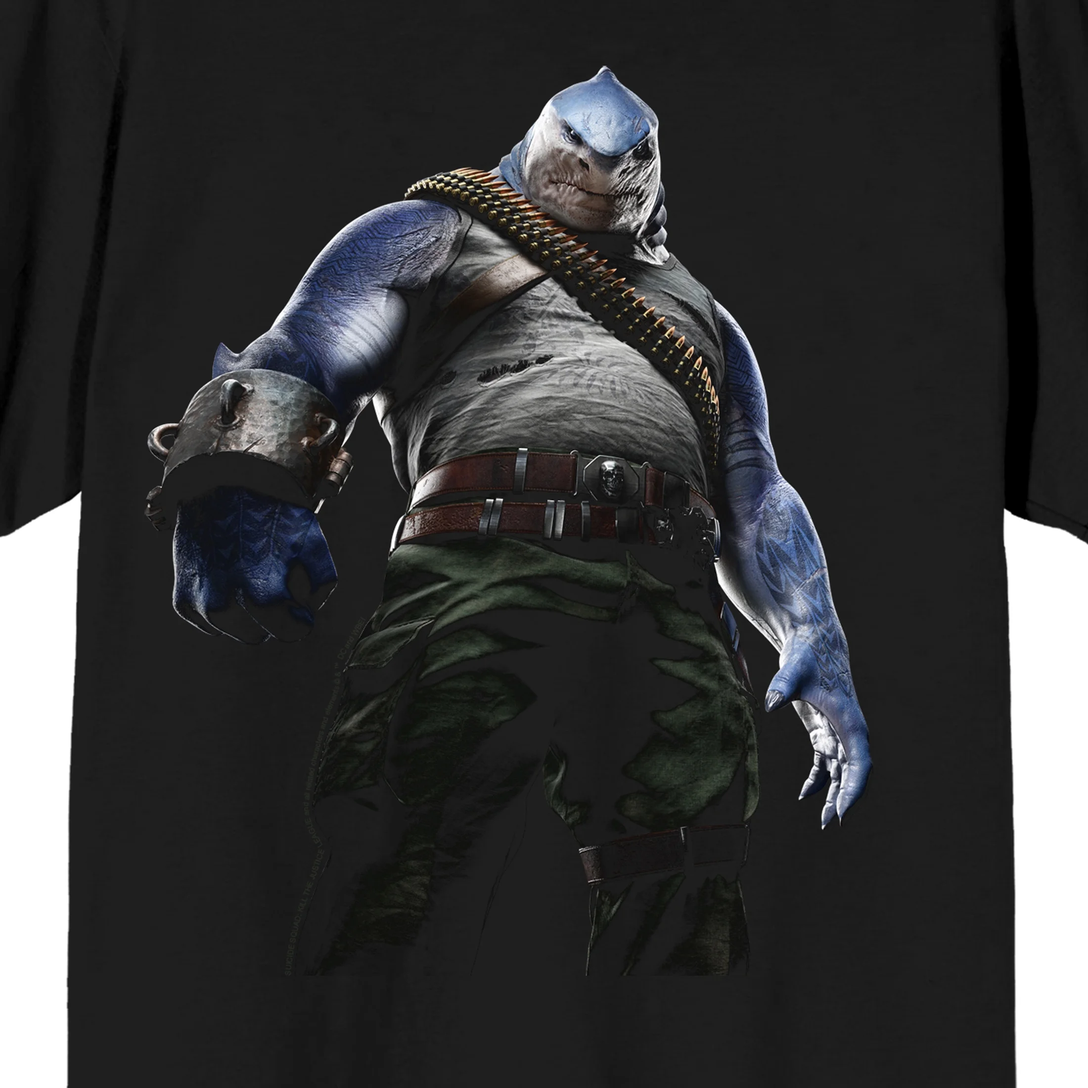 Suicide Squad: Kill the Justice League King Shark Men's Black Short Sleeve Crew Neck Tee-3XL