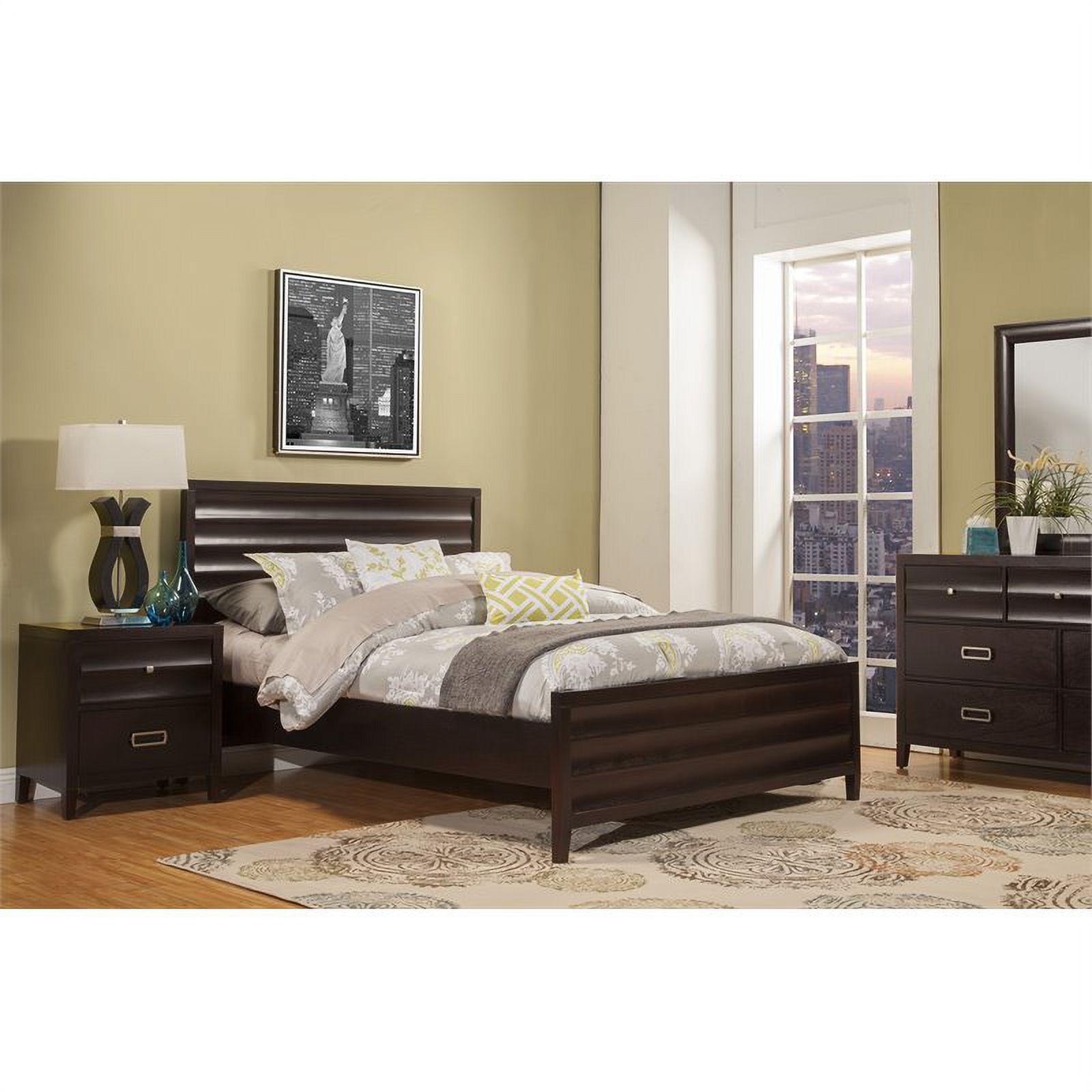 Bowery Hill Queen Wood Panel Bed in Black Cherry