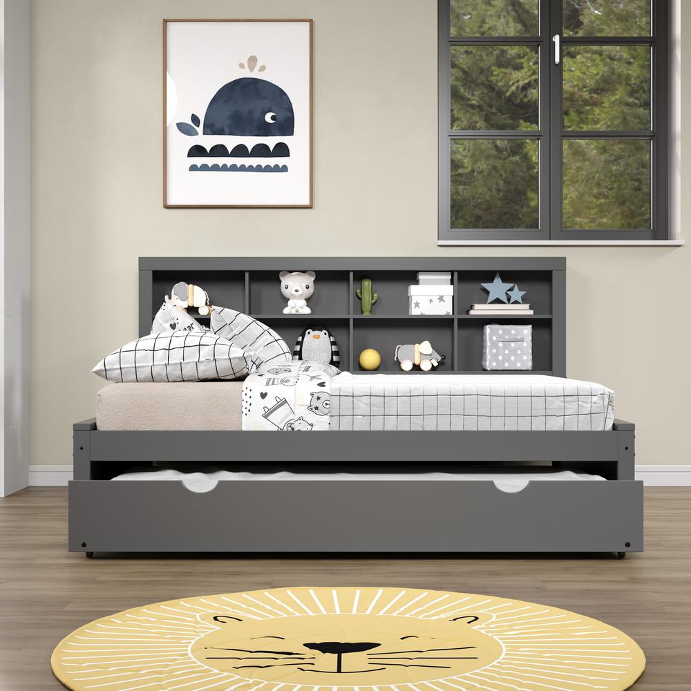 Donco Kids FULL BOOKCASE DAYBED WITH TRUNDLE DARK GREY