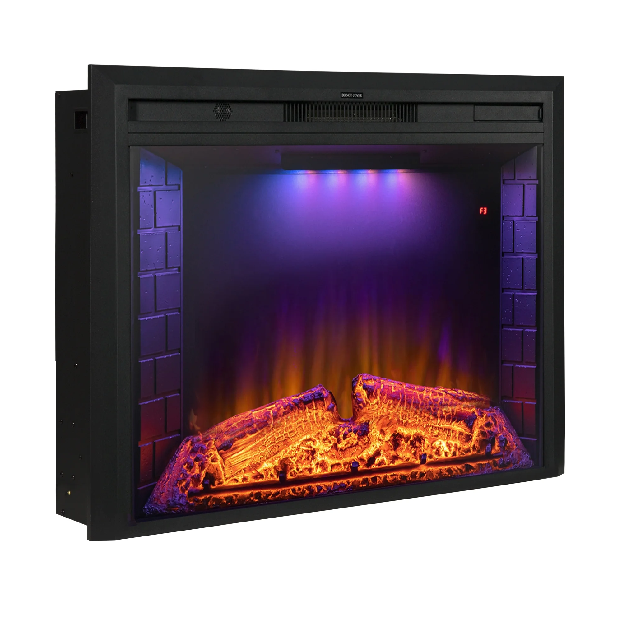 VINEMOUNT 30” Electric Fireplace Inserts with Adjustable Flame Speed, Multicolor Flames & Fire Crackling Sounds, Timer