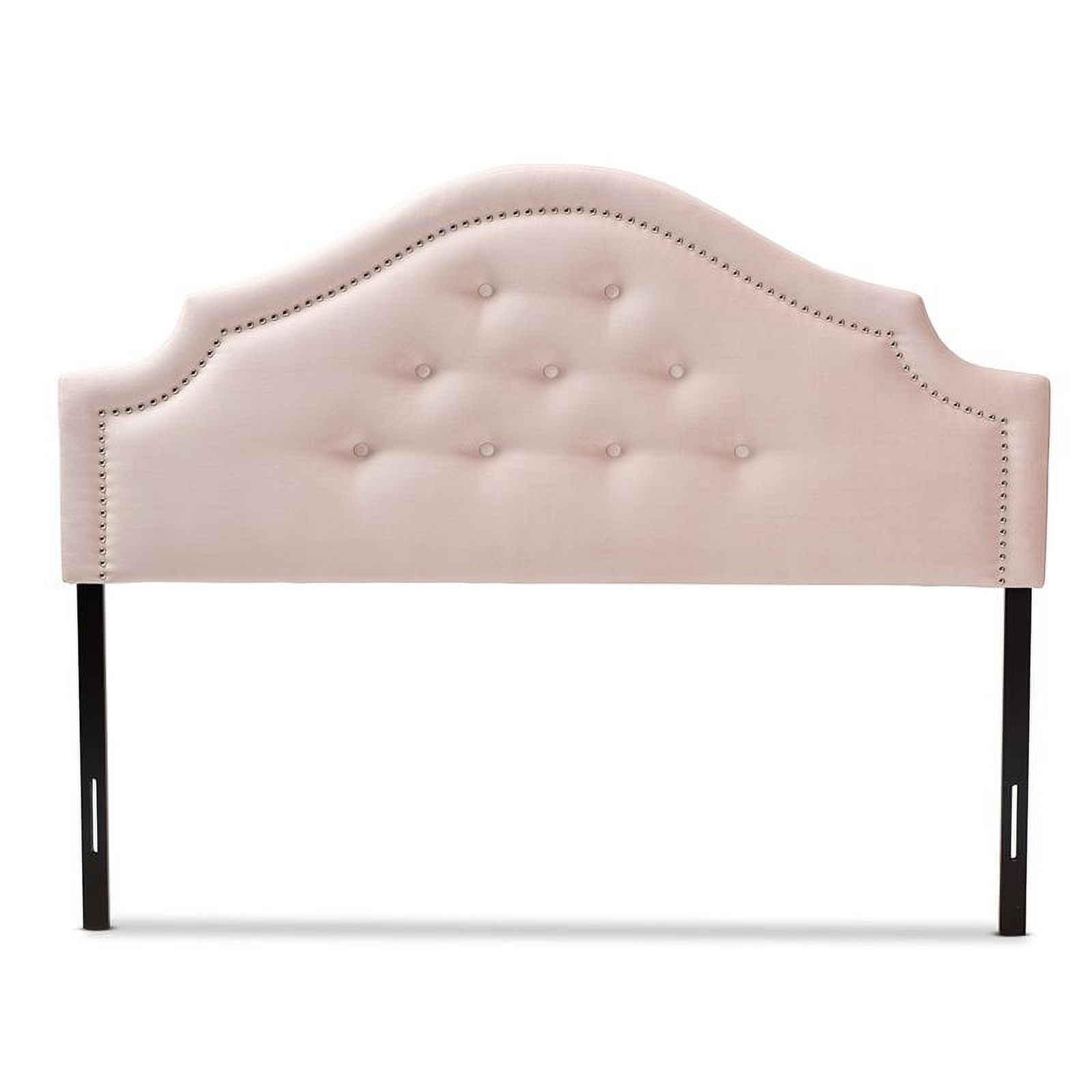 Bowery Hill Modern Velvet Tufted and Full Headboard in Light Pink