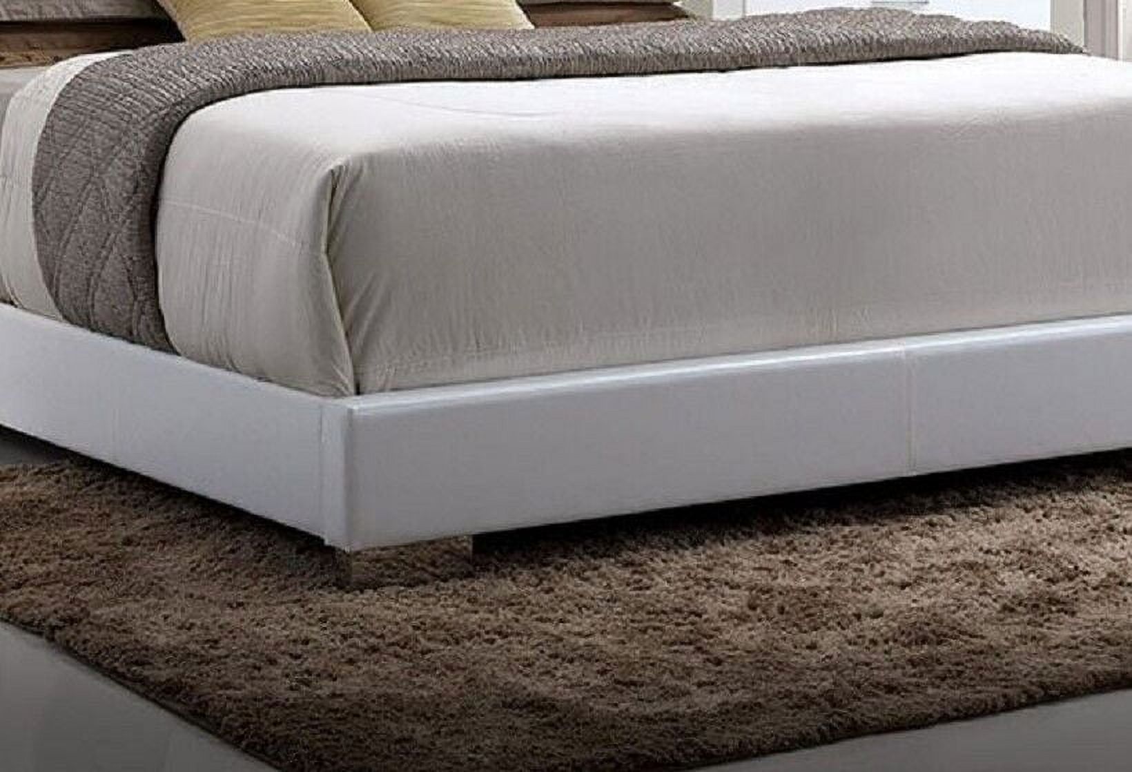 Contemporary High Gloss White Finish 1pc Eastern King Size Panel Bed w LED Headboard Chrome Legs