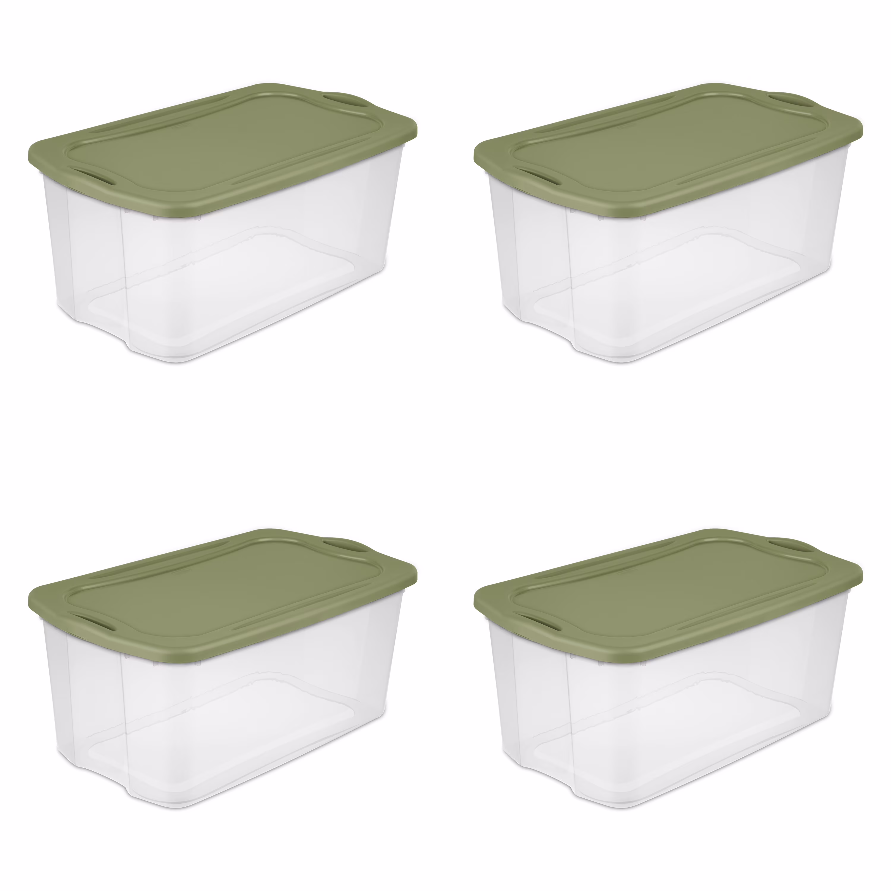 Sterilite 120 Qt. EZ Carry Plastic, Clear/Sage Legume, Set of 4