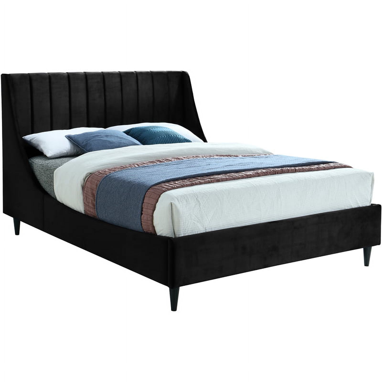 Maklaine Contemporary Black Velvet Upholstered King Bed