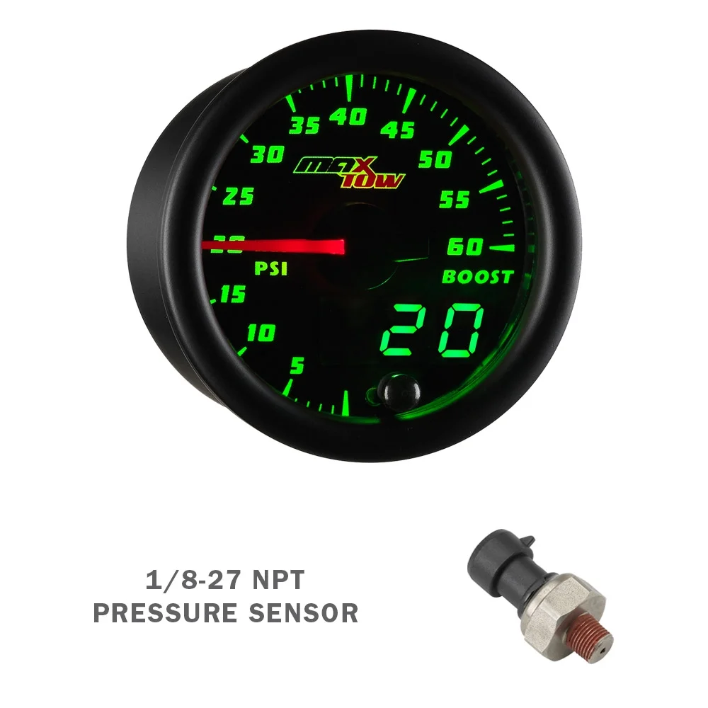 MaxTow 2010-2018 Dodge Ram Cummins Taupe Triple Gauge Package with Black & Green DS1 Gauge Set