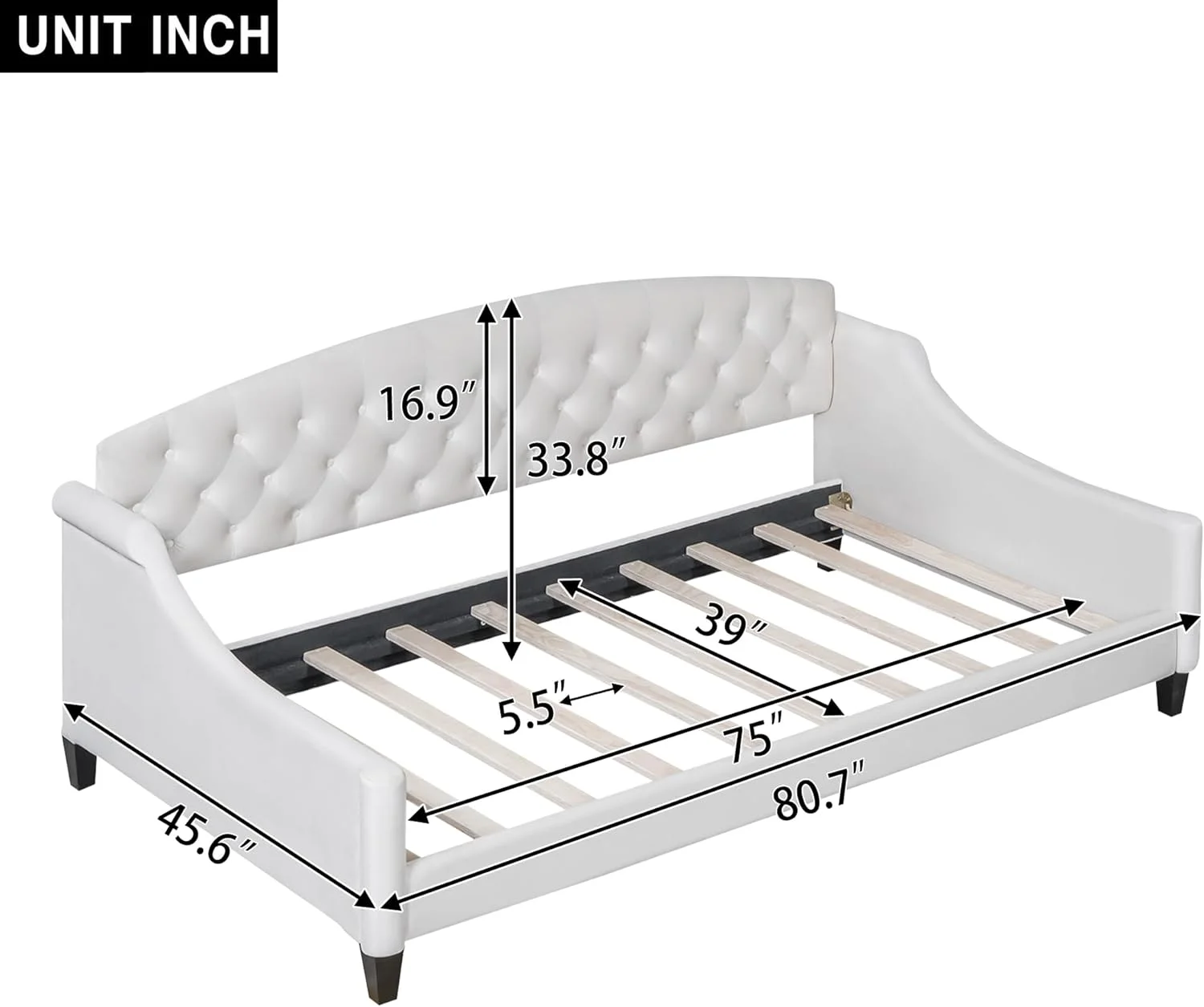 Size Luxury ufed Buo  Upholsered Daybed Frame, Sofa Bed For Bedroom Livig Room, Beige