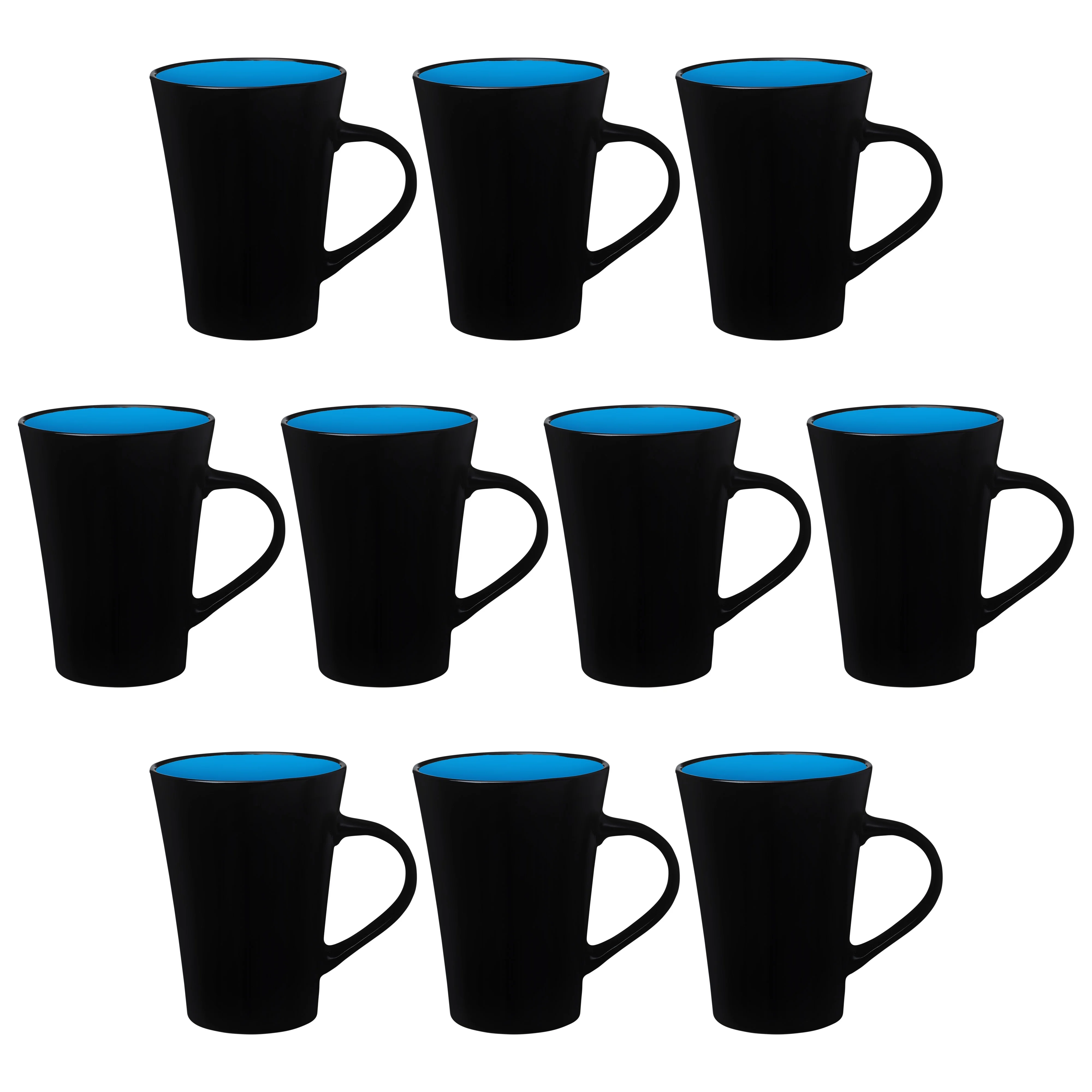 10 Matte Finish Tazo Mugs Set, 10 oz. - Stoneware, Durable, Matte, Coffee - Blue