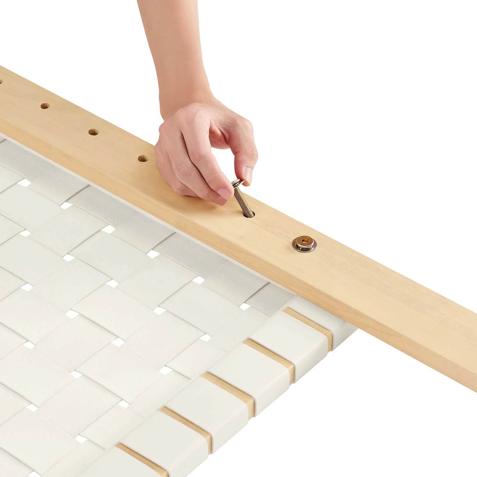 Modway Sparta Weave Twin Vegan Leather Headboard in Natural Beige