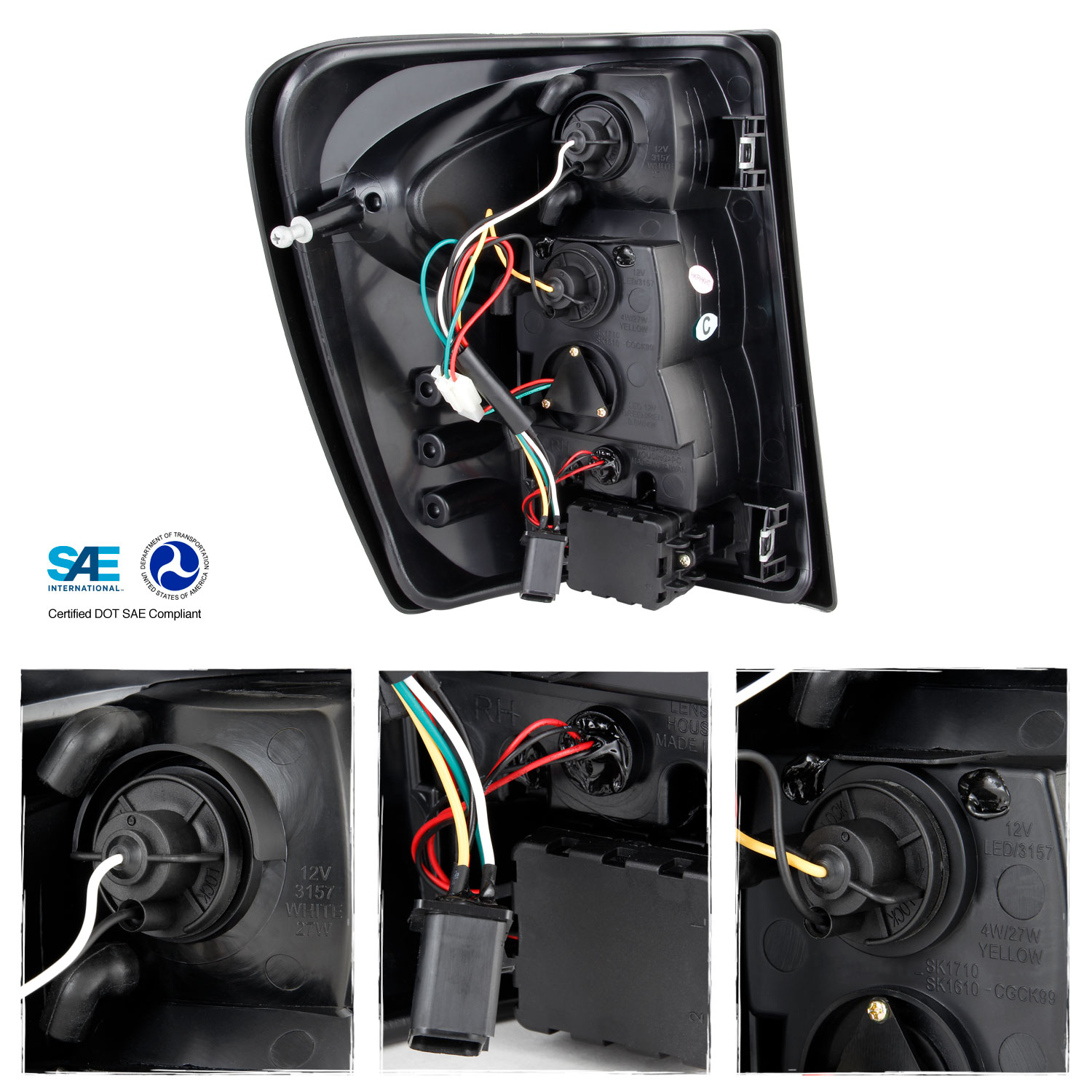 AKKON - For 99-04 Jeep Grand Cherokee SUV Black Bezel LED Tail Lights Brake Lamps Replacement Pair Left + Right